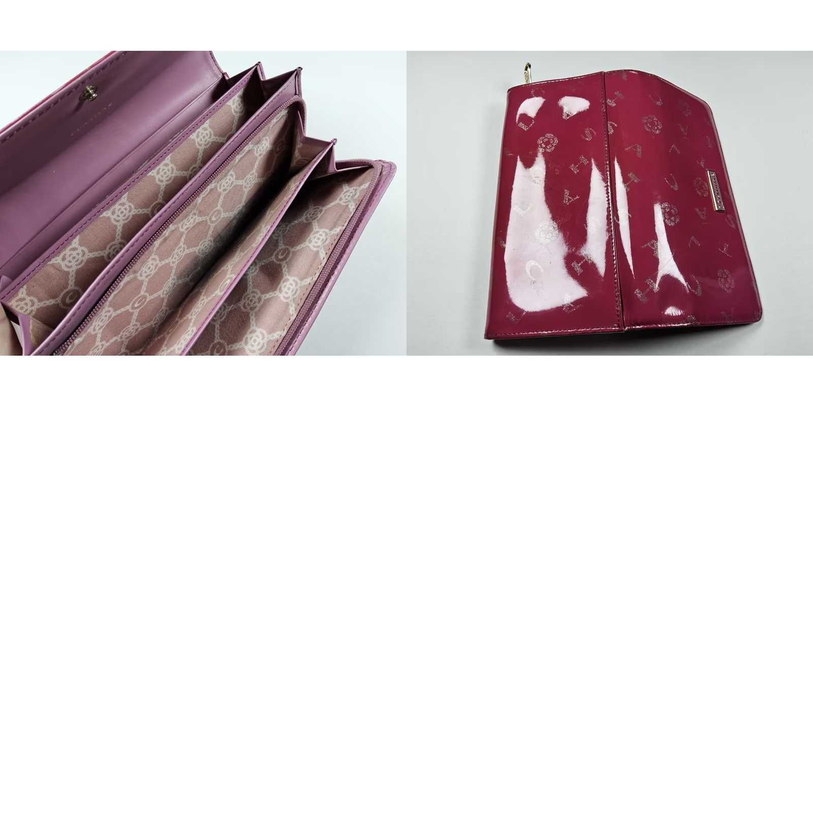Vintage Signature Clathas Wallet Long Pink Women Full Size Long Wallet Pink Size ONE SIZE - 8 Thumbnail