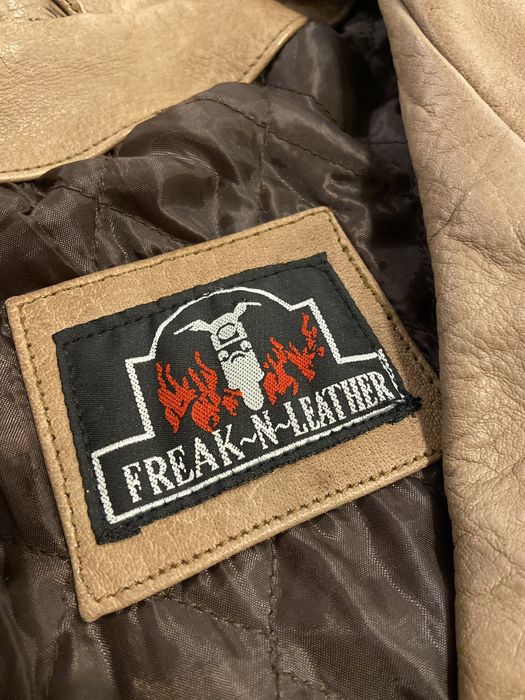 Vintage 90'S FREAK N LEATHER FADED WORN GENUINE LEATHER BIKER JACKET