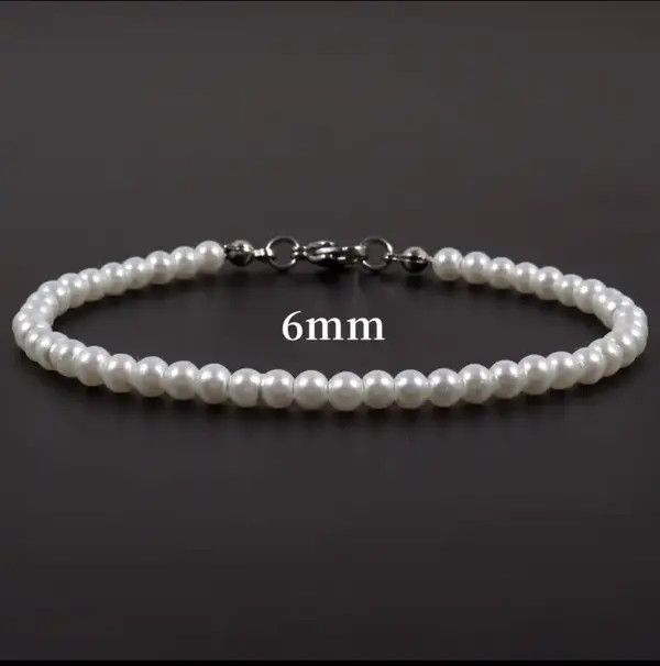 Jewelry 6mm Beads Pearl Bracelet Size ONE SIZE - 2 Thumbnail