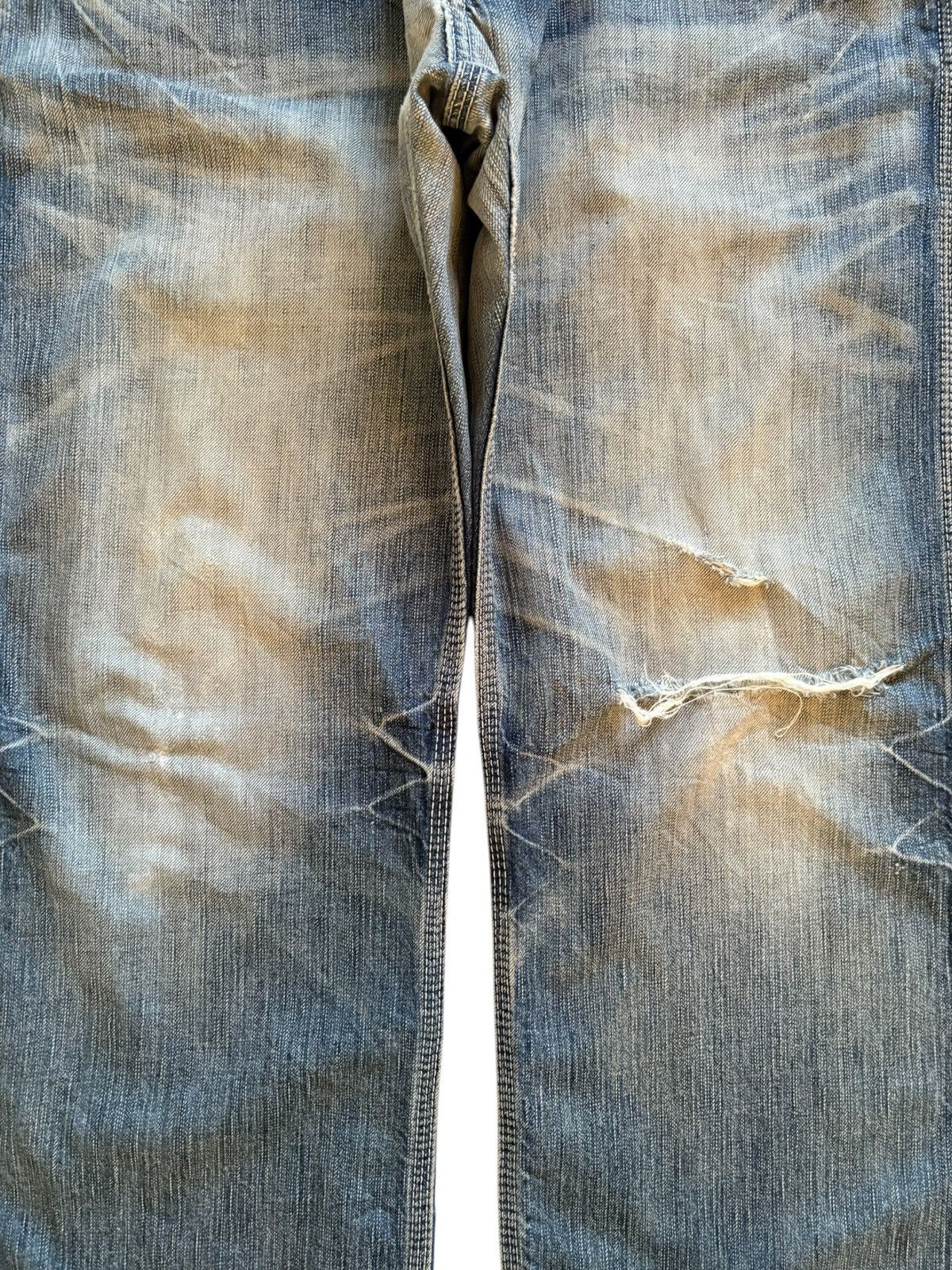 Edwin × Japanese Brand Vintage Edwin Blue Trip Suspender Buckle Back Rip Flare Jean Size US 33 - 5 Thumbnail
