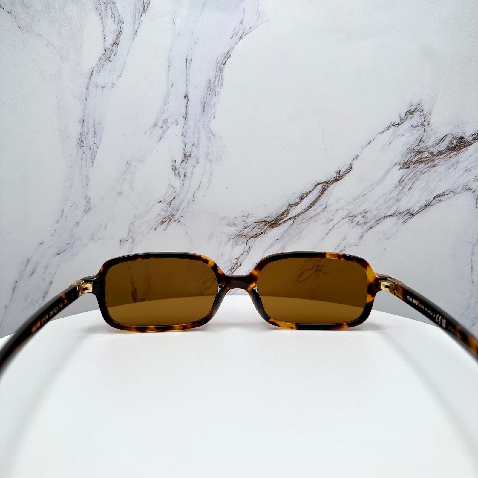 Miu Miu New MIU MIU Sunglasses Brown Tortoise Slim Acetate Authentic Size ONE SIZE - 19 Thumbnail