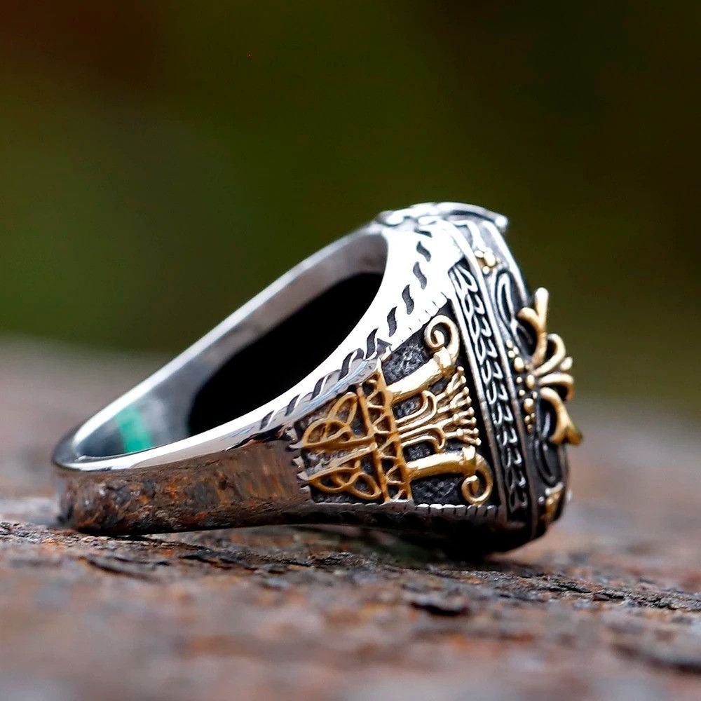 Jewelry Crown Totem green Ring Streetwear Jewelry Fashion Gift Size ONE SIZE - 5 Thumbnail