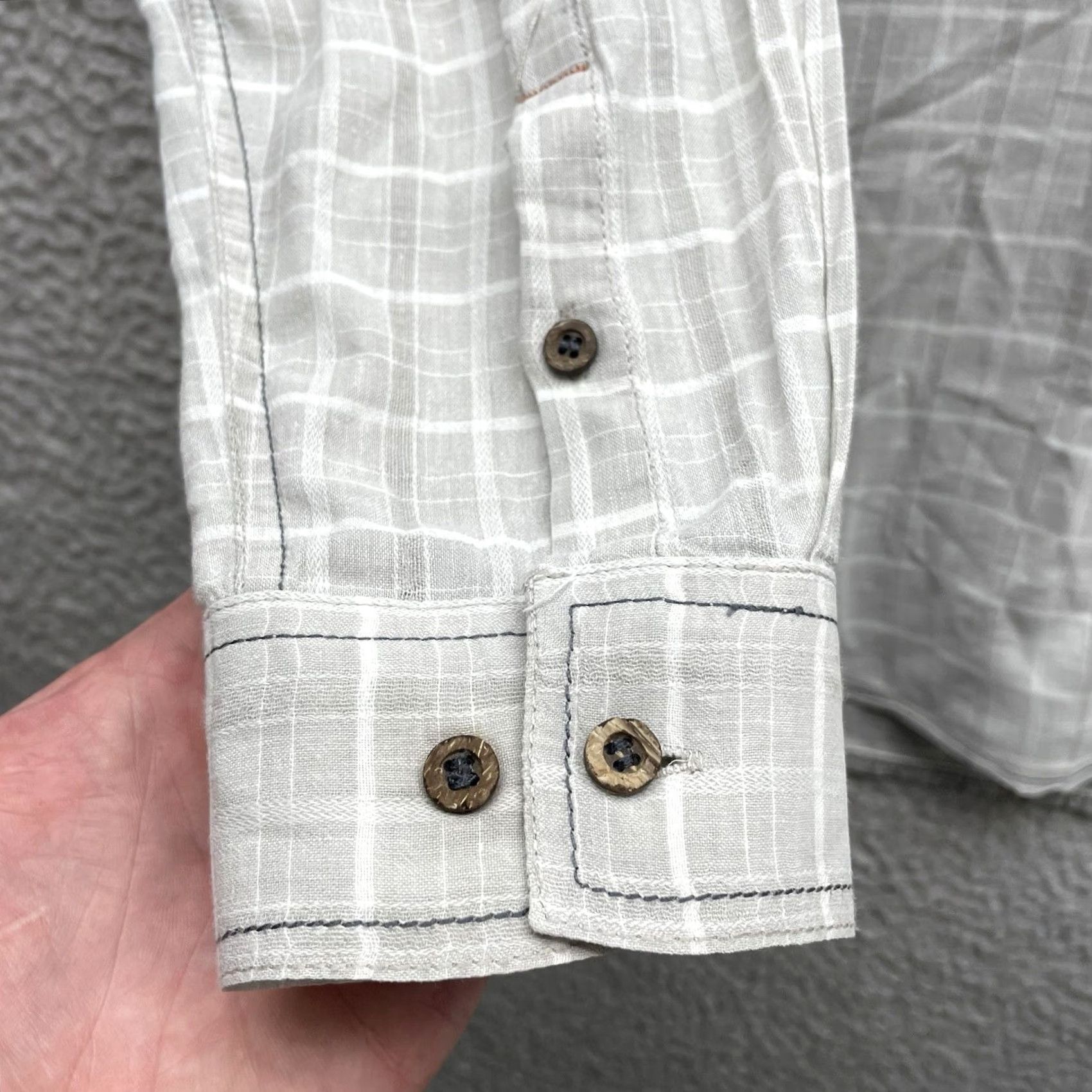 Carbon2Cobalt Carbon 2 Cobalt Shirt Mens Large Plaid Check Windowpane Gray Linen Blend Cotton Button-Up Casual Shirt Size US L / EU 52-54 / 3 - 3 Thumbnail