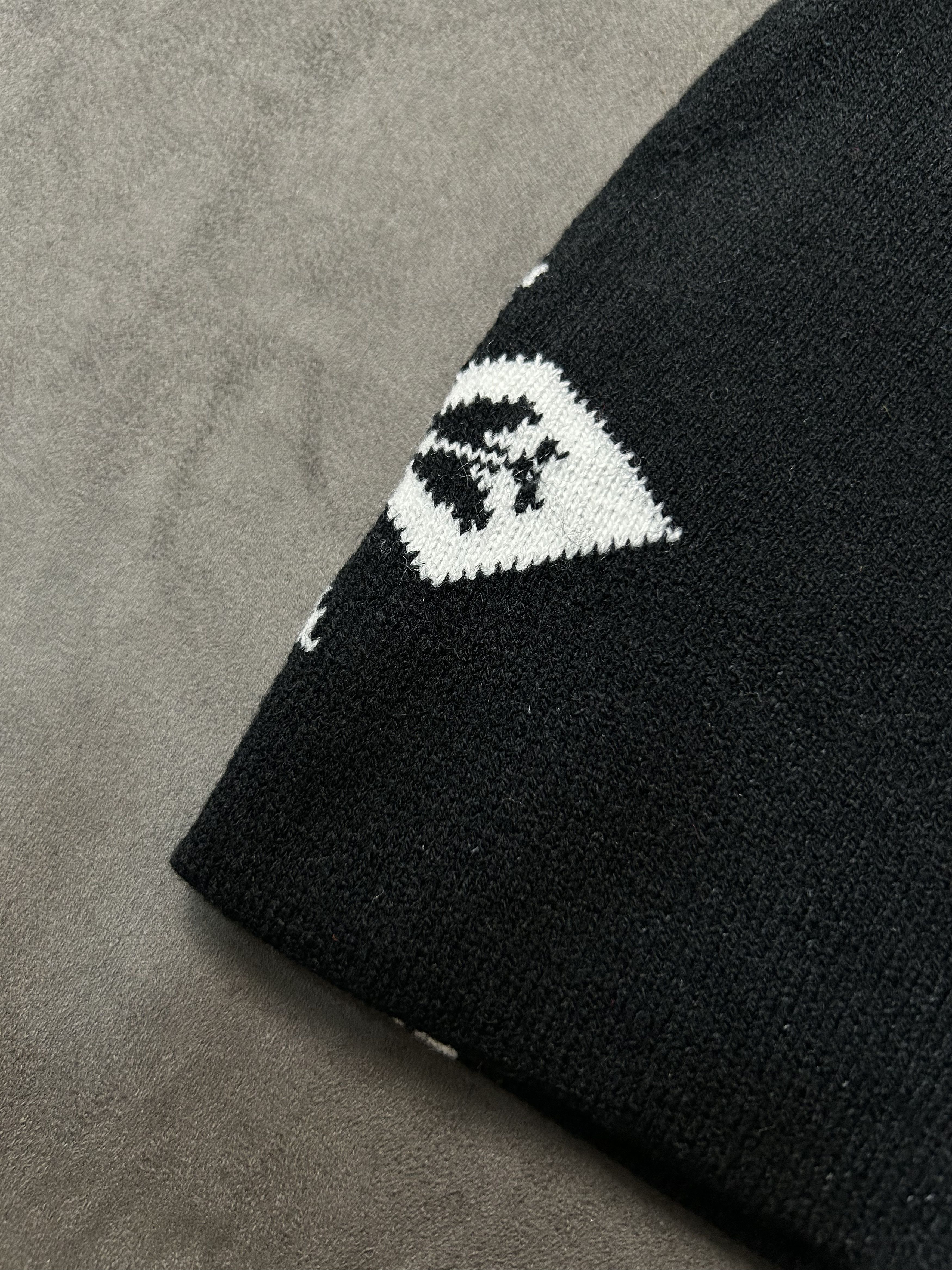 Japanese Brand Rare Double Crosses Graphic No Cuff Knit Beanie Black Hat OS Size ONE SIZE - 6 Thumbnail
