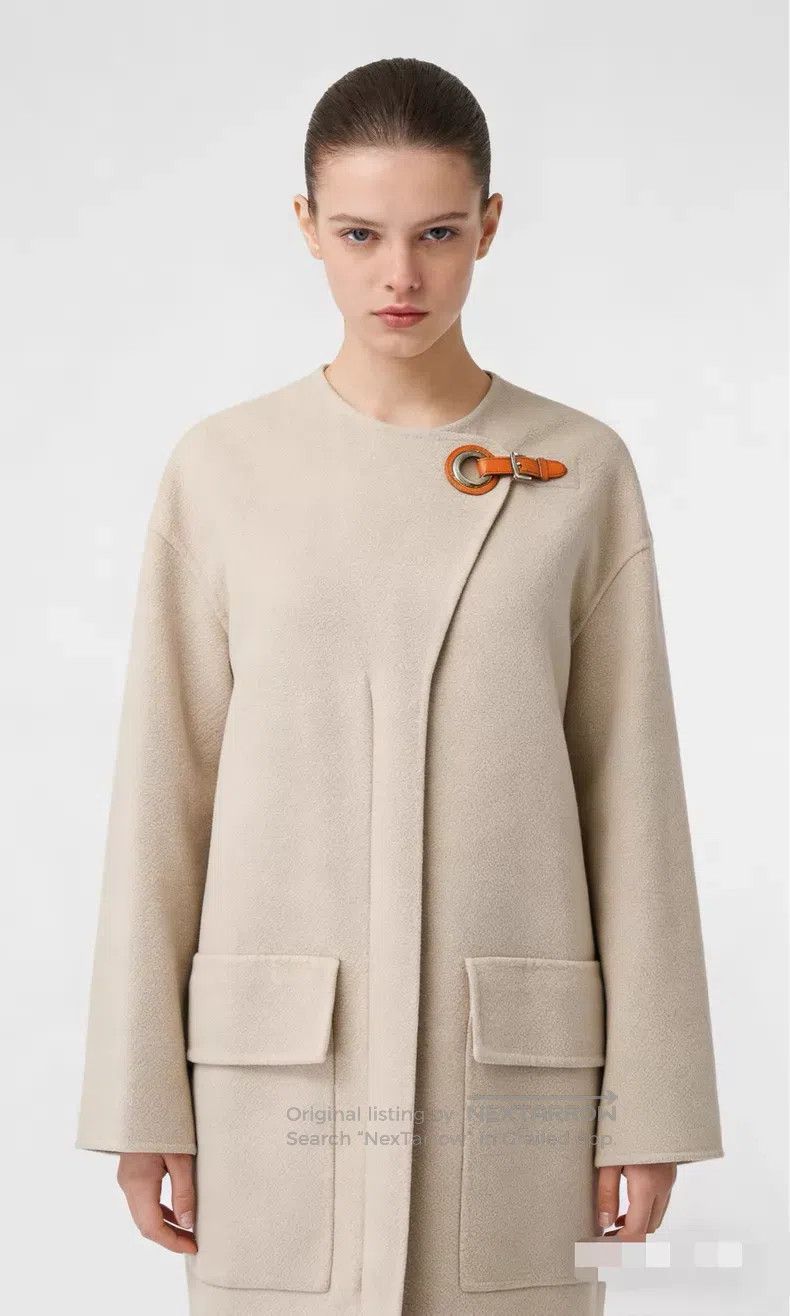 Hermes Hermes Beige Leather Buckle Cashmere Coat Size XS / US 0-2 / IT 36-38 - 2 Thumbnail