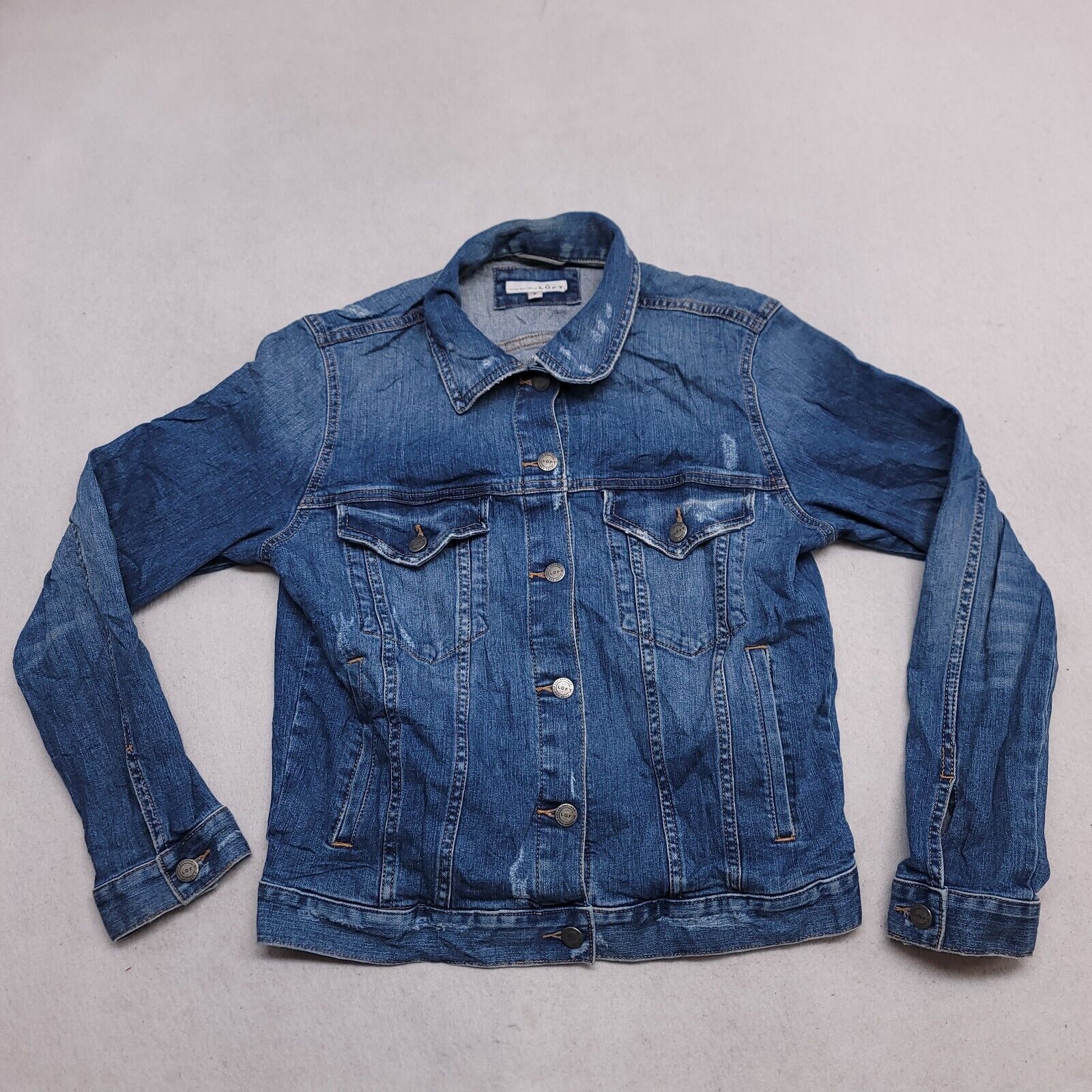 Loft Loft Casual Button Up Denim Jean Jacket Womens Size S Blue Size S / US 4 / IT 40 - 2 Thumbnail