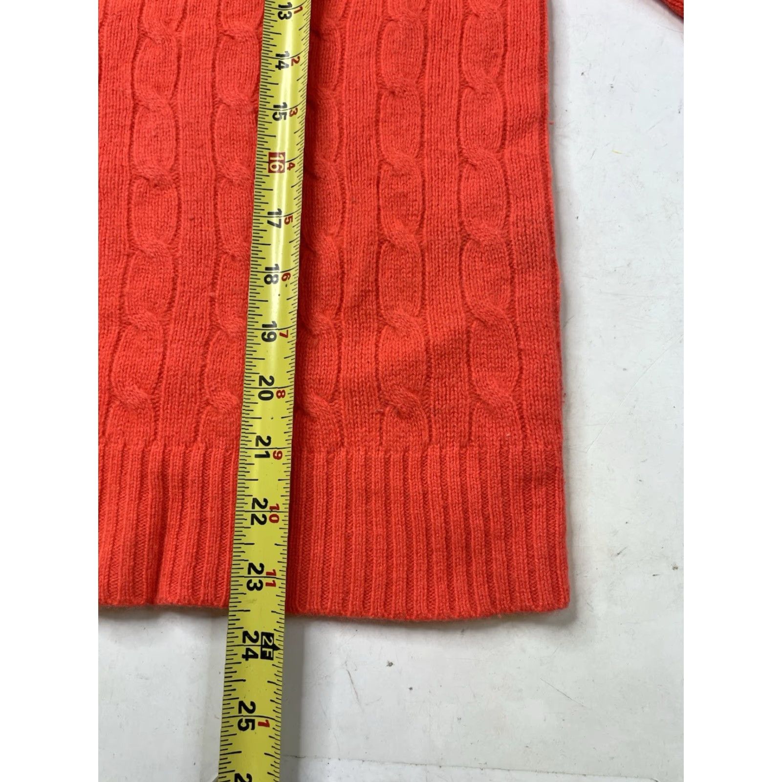 Polo Ralph Lauren VINTAGE Polo Ralph Lauren Orange Cashmere Cable-knit Crewneck Pullover Sweater L Women Size L / US 10 / IT 46 - 6 Thumbnail