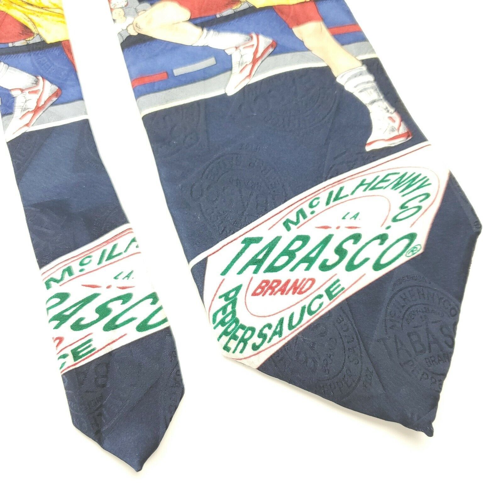 Tabasco Tabasco Blue Silk Tie Basketball Novelty Wide Size ONE SIZE - 1 Thumbnail