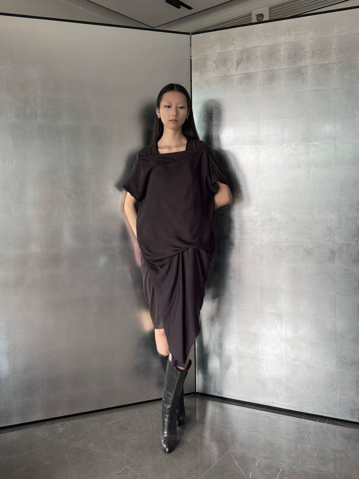 Vintage Italian Drop-Shoulder Irregular Double-Layer Dress Size S Size S / US 4 / IT 40 - 2 Thumbnail