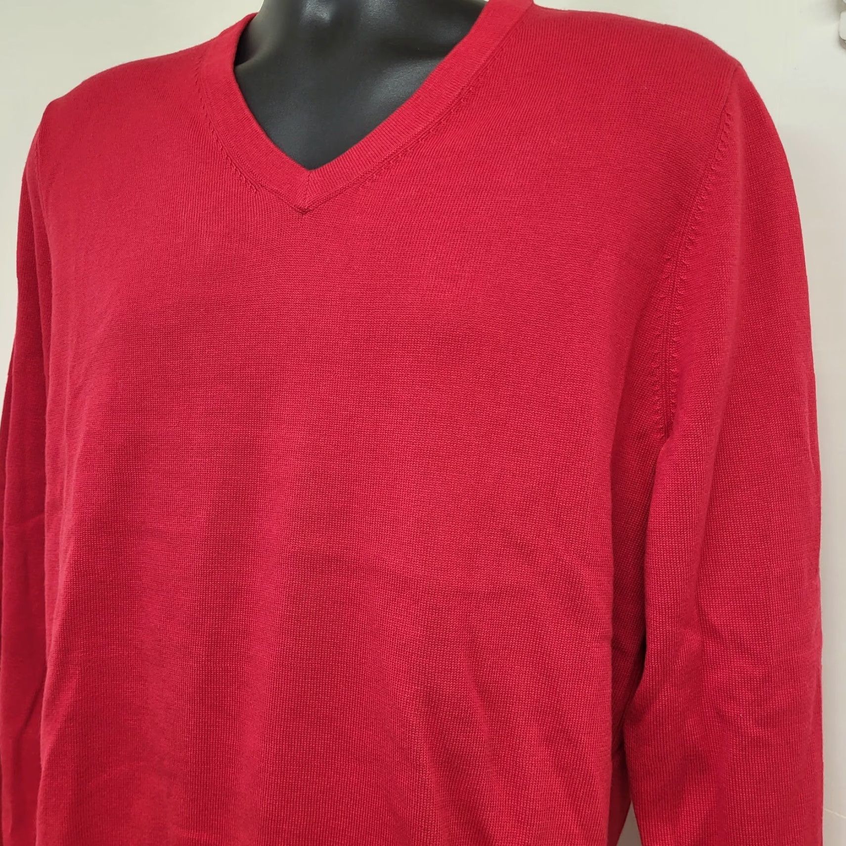 Lands' End Lands' End V-Neck Sweater Men M Red Cotton Knit Pullover Regular Size US M / EU 48-50 / 2 - 2 Thumbnail