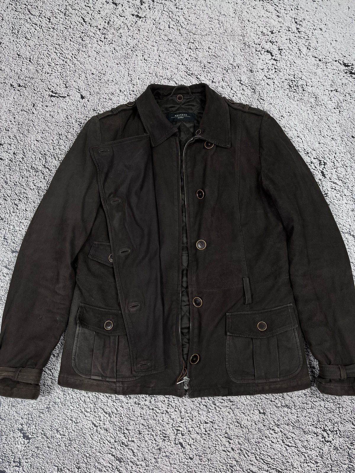 Max Mara Weekend Max Mara Suede Military Jacket Dark Brown Leather L Size L / US 10 / IT 46 - 1 Thumbnail