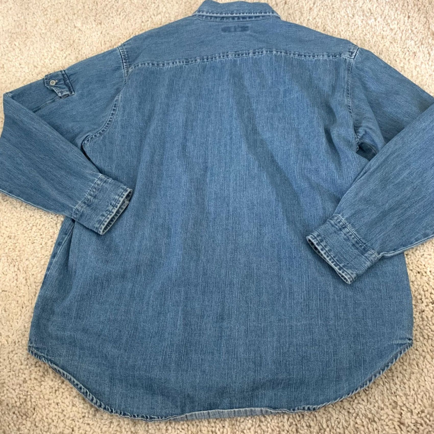 Faded Glory Faded Glory Denim Shirt Mens Medium Blue Button-Up Work Cotton Pockets Size US M / EU 48-50 / 2 - 5 Thumbnail
