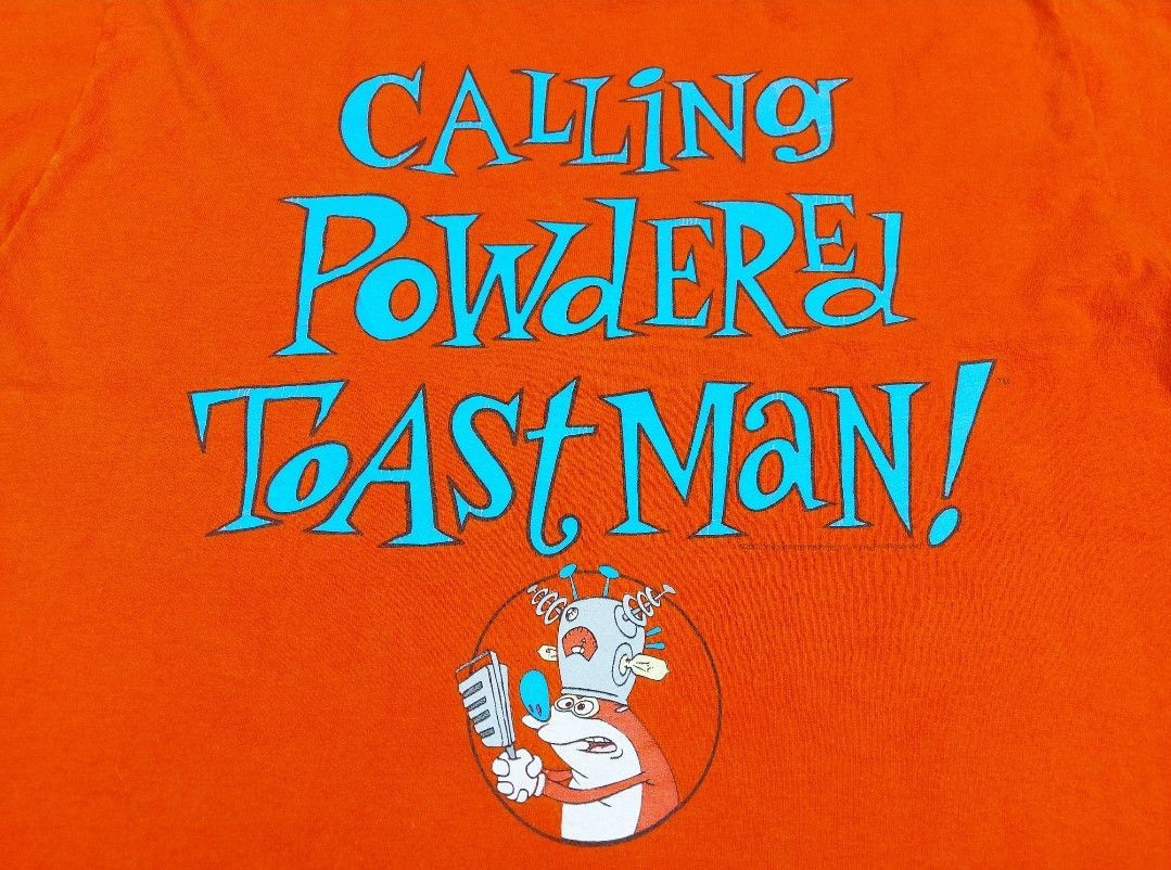 Anime × Cartoon Network × Vintage Vintage 2002 Y2K Ren & Stimpy Calling Powdered Toast Man TEE Size US L / EU 52-54 / 3 - 6 Thumbnail