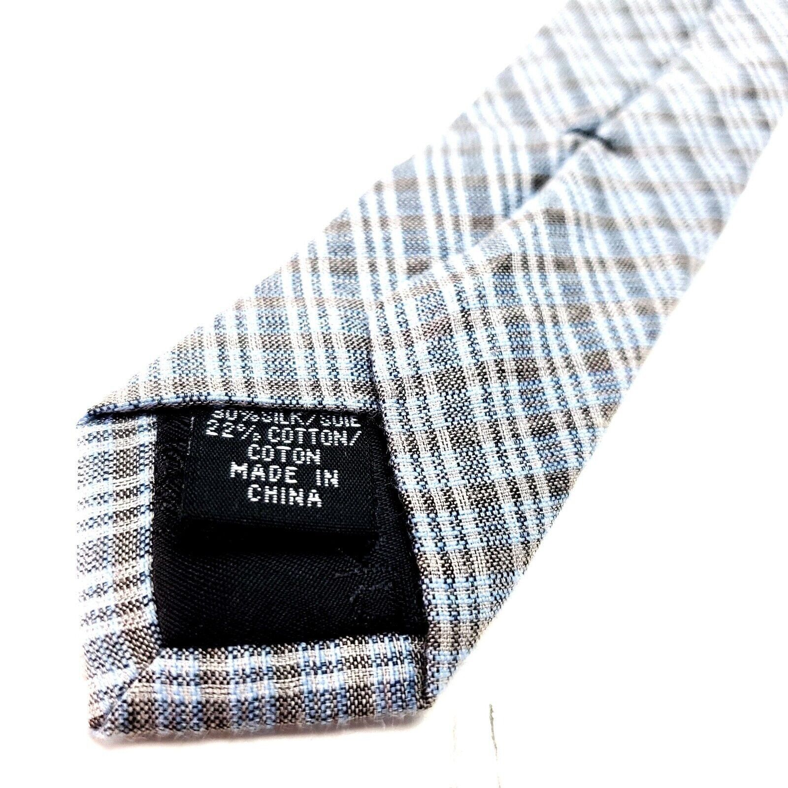 Calvin Klein Calvin Klein White Gray Silk Tie Woven Skinny Regimental Str Size ONE SIZE - 5 Thumbnail