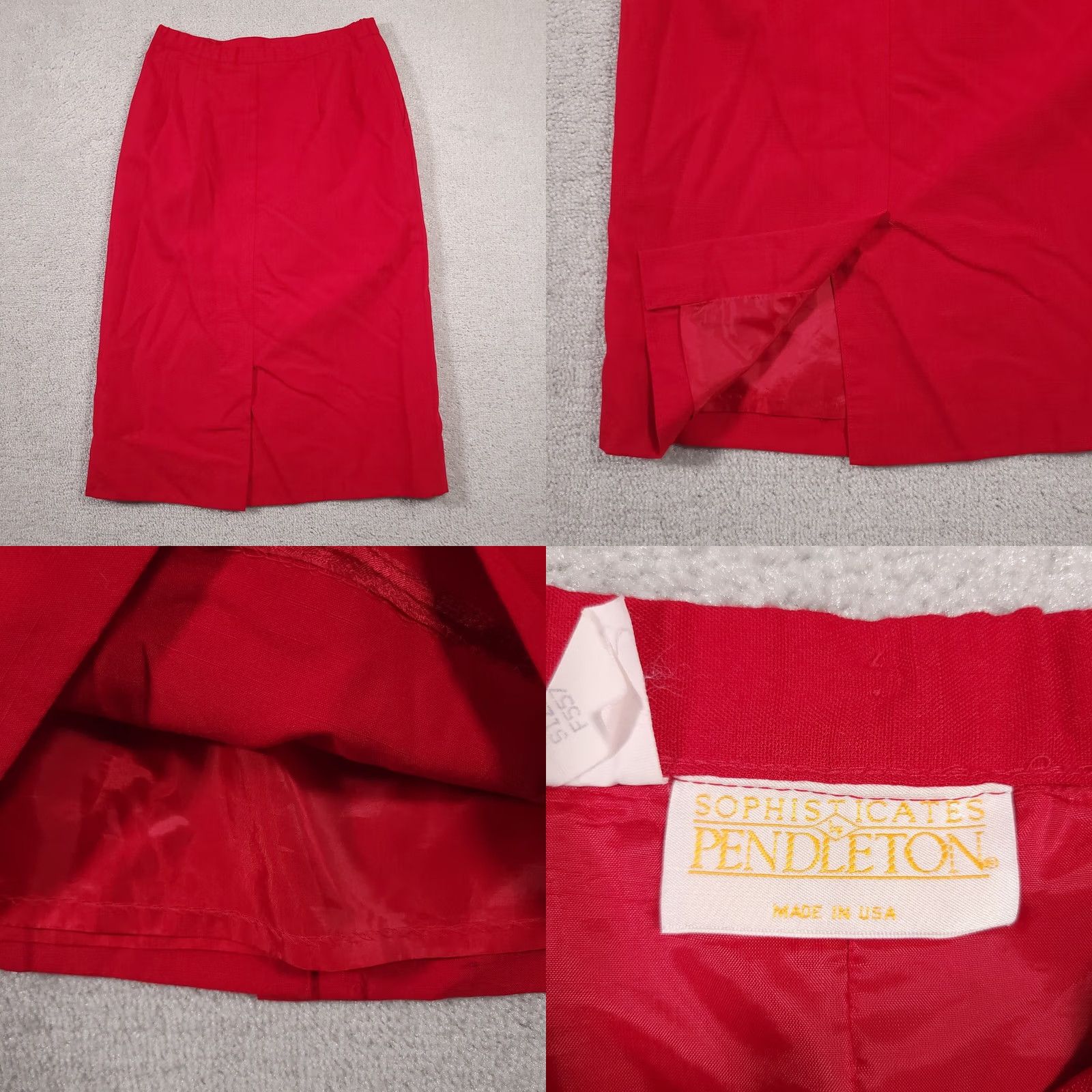Pendleton VINTAGE Pendleton Sophisticates Midi Skirt Red Pockets Side Zip Womens 10 Lined USA, Pencil, KS? Size 32" / US 10 / IT 46 - 8 Thumbnail