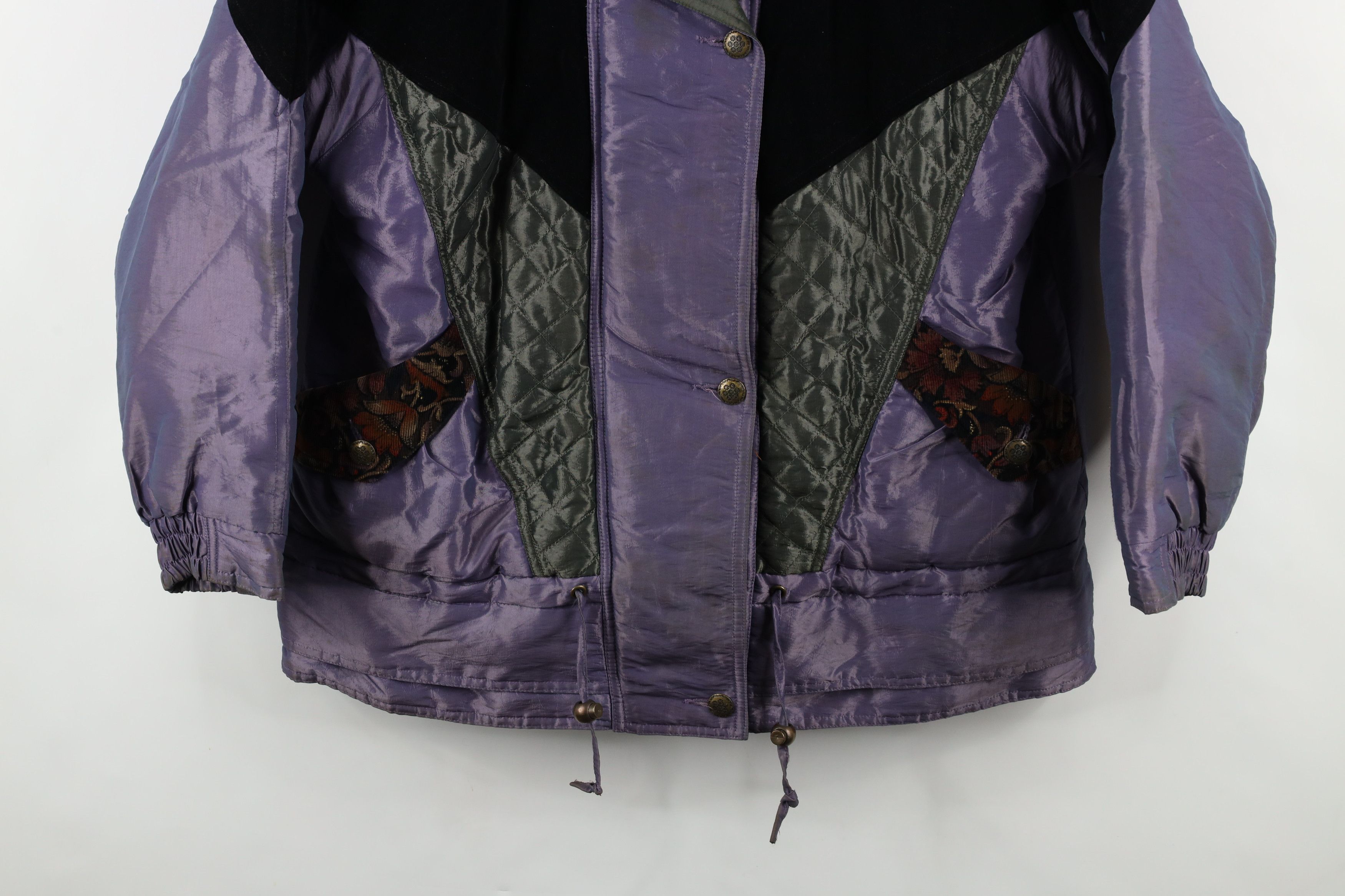 Vintage Vintage 90s Streetwear Corduroy Velour Flower Puffer Jacket Size M / US 6-8 / IT 42-44 - 3 Thumbnail