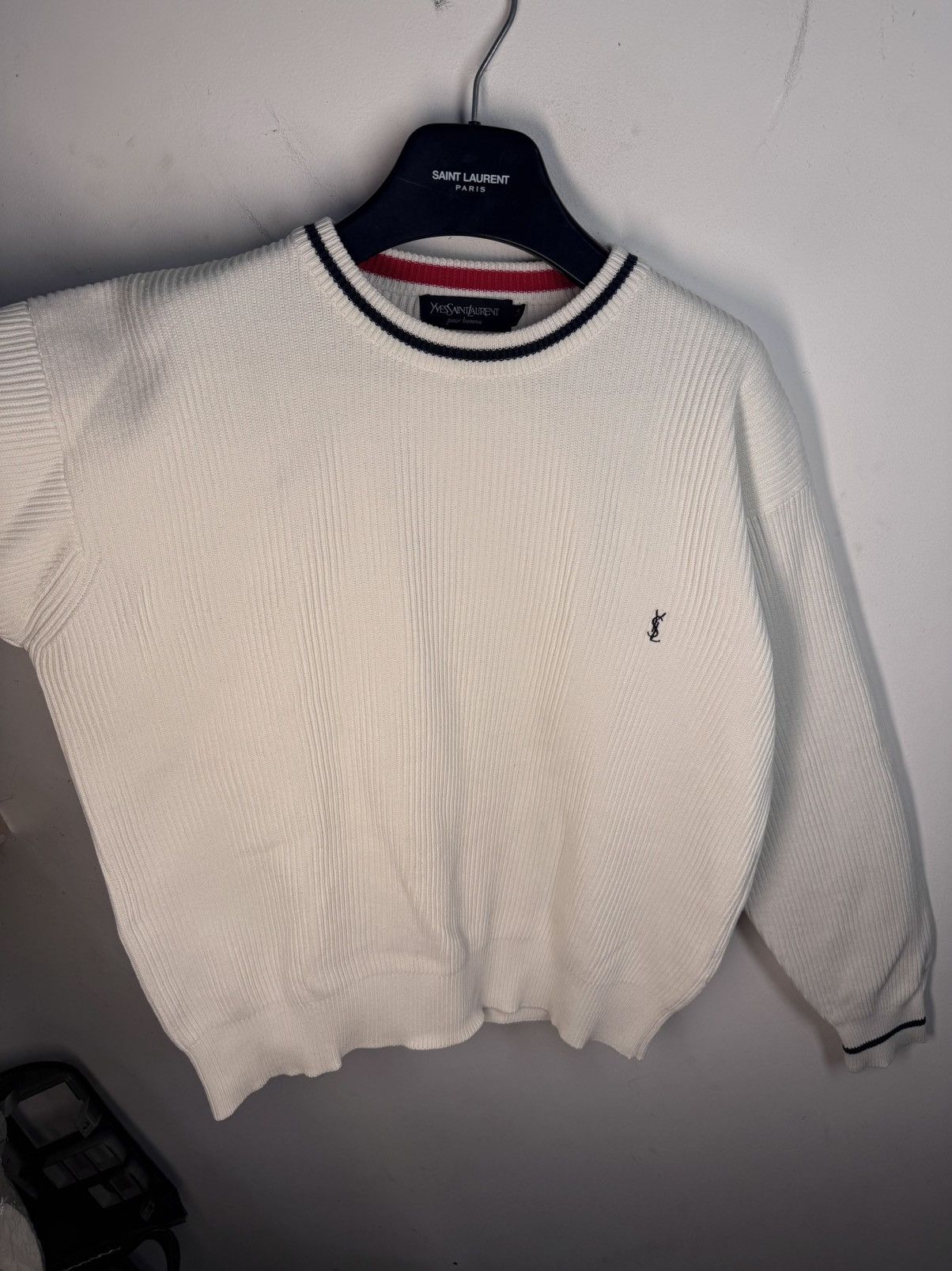 Yves Saint Laurent 90s YSL Sweater Knit White Yves Saint Laurent Vintage Size US S / EU 44-46 / 1 - 11 Thumbnail