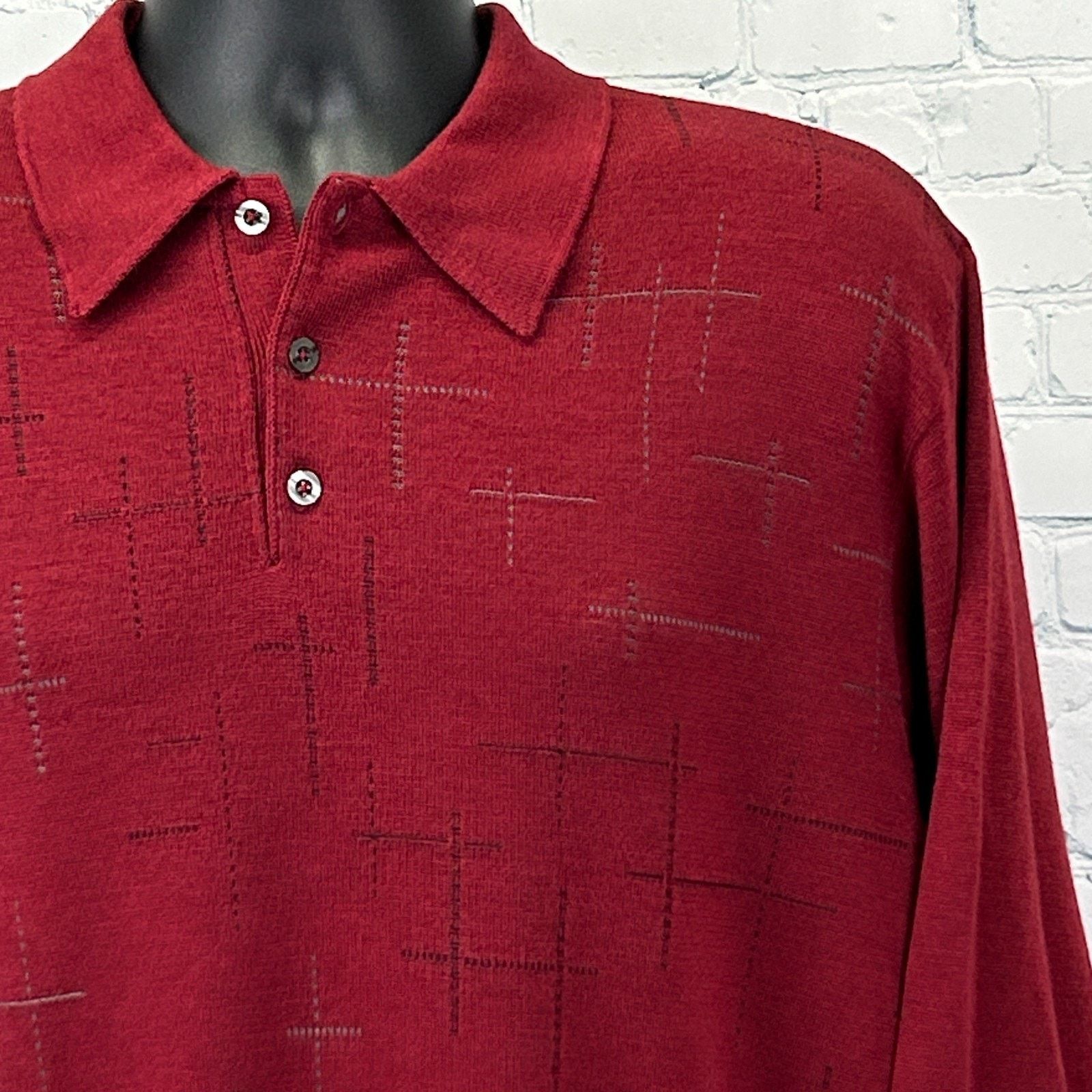 St. Croix Vintage 90s St Croix Shop Wool Blend Polo Sweater Red Large Size US L / EU 52-54 / 3 - 5 Thumbnail