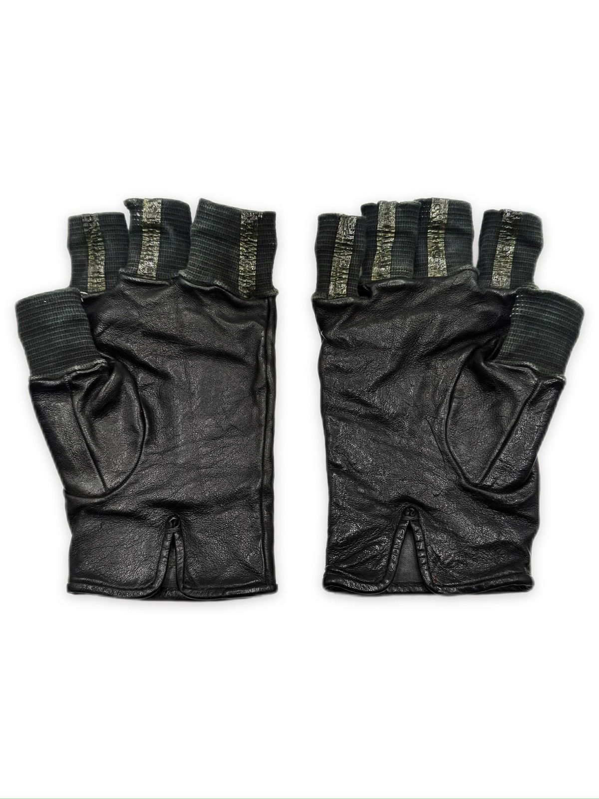 Carol Christian Poell Carol Christian Poell Fingerless Tape Seam Black Leather Disparate Gloves Size ONE SIZE - 5 Thumbnail