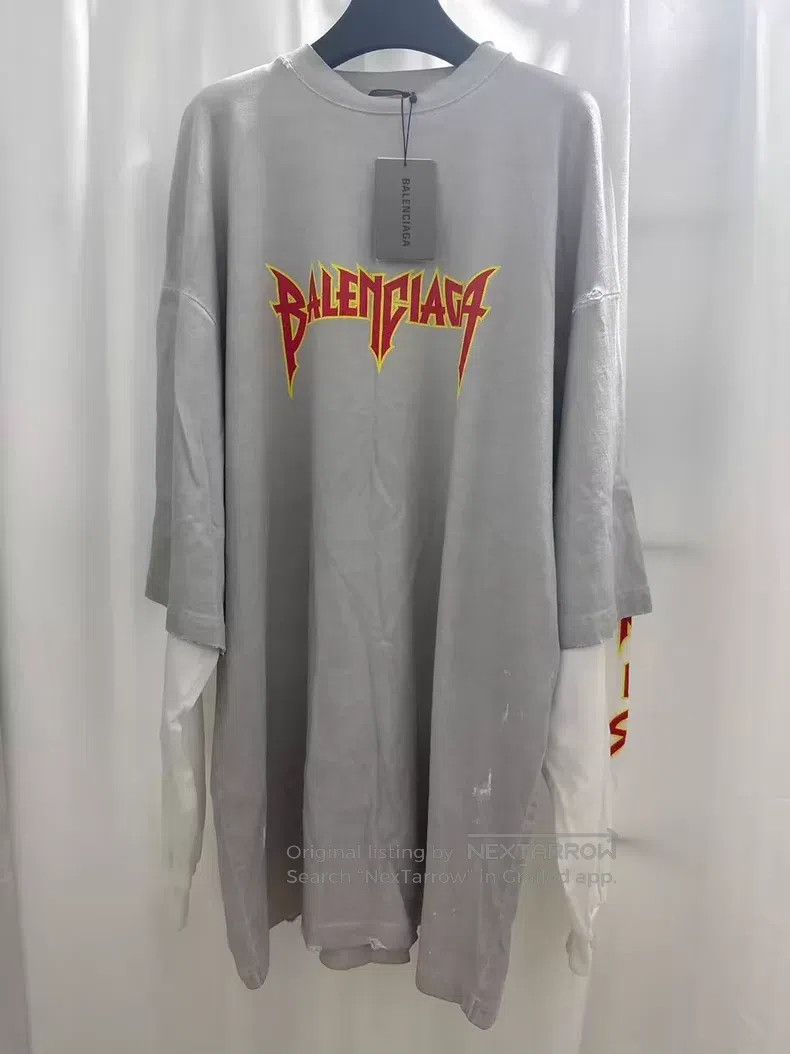 Balenciaga Balenciaga Grey Metallic Splatter Fake Two-Piece Long Slee Size US S / EU 44-46 / 1 - 1 Thumbnail