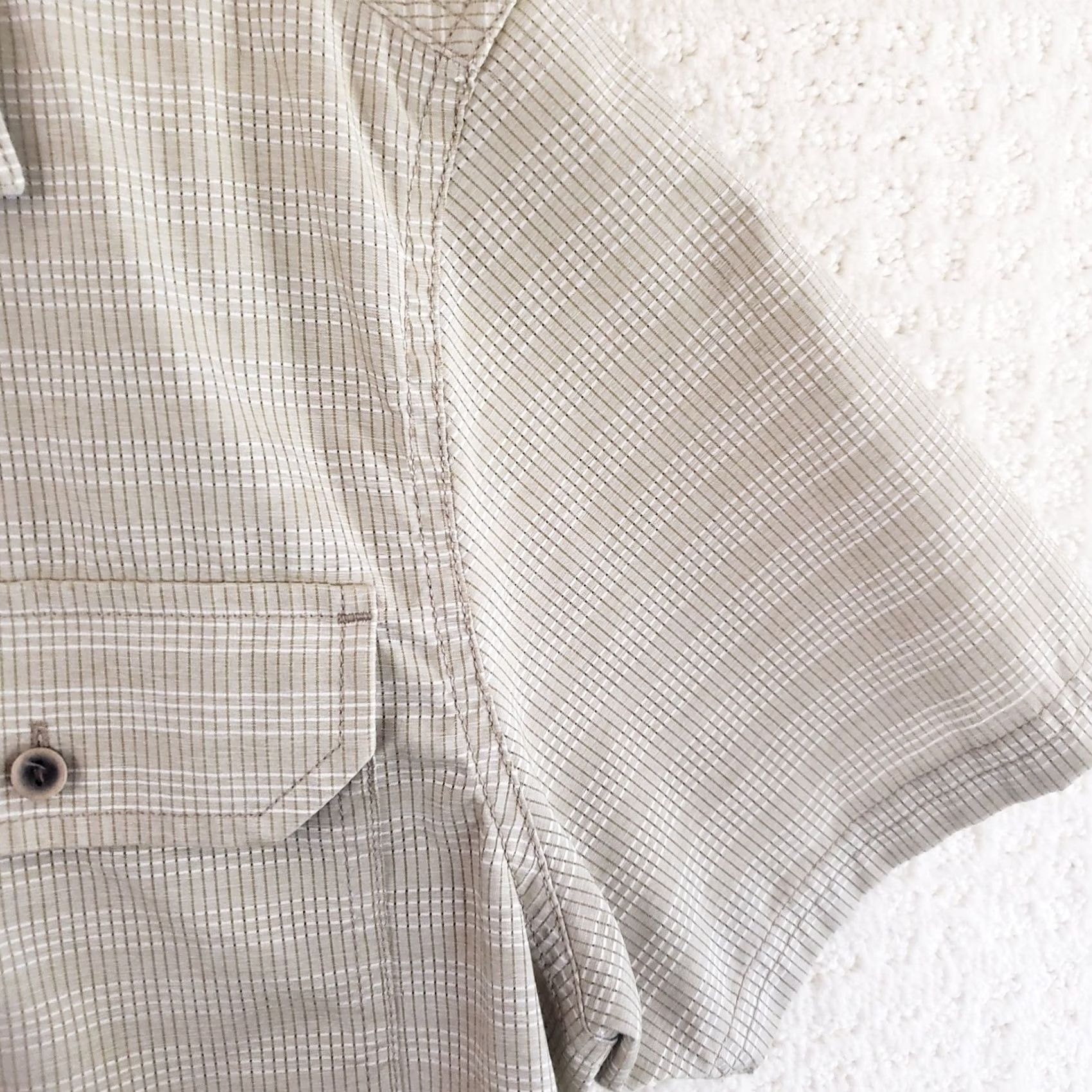Prana Prana Button Up Short Sleeve Shirt Beige Plaid Slim Men's S Organic Cotton Size US S / EU 44-46 / 1 - 7 Thumbnail