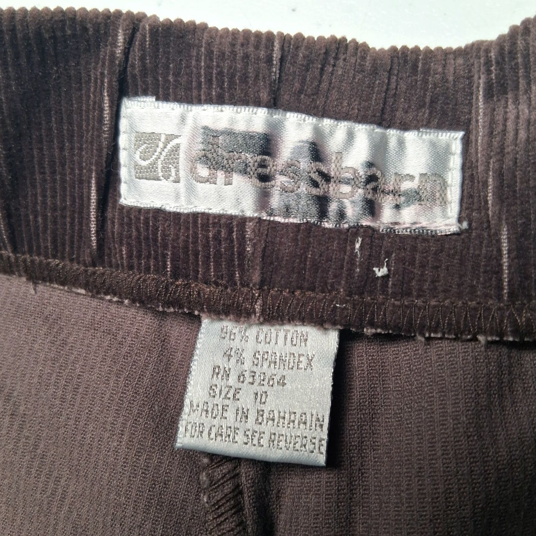 Vintage VINTAGE Dressbarn Pants Women 10 Brown Corduroy Elastic Waist High Rise 28" W/ Stretch Tapered NOS Size 32" / US 10 / IT 46 - 3 Thumbnail