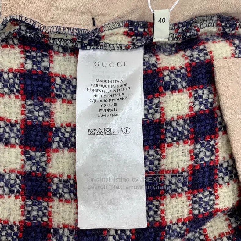 Gucci Gucci Colour-blocked plaid wool braided casual wide-leg tr Size 26" / US 2 / IT 38 - 6 Thumbnail