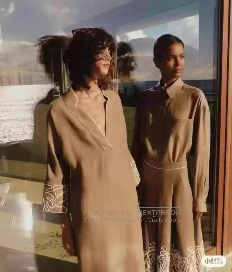 Loro Piana LORO PIANA Khaki Color Self-Belted Long Dress Size XS / US 0-2 / IT 36-38 - 7 Thumbnail