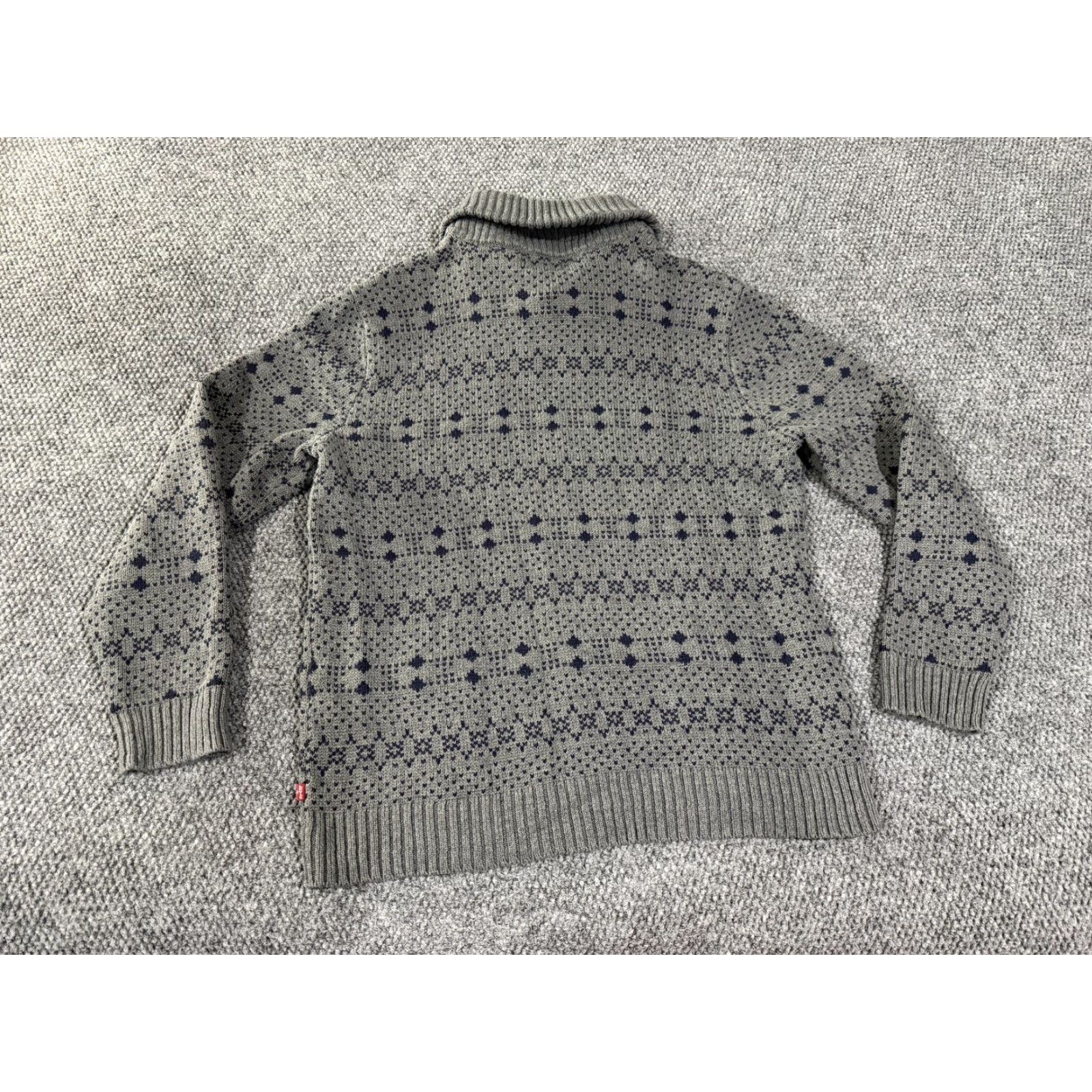 Levi's Levi's Mens XL Gray Fair Isle Pattern Shawl Collar Pullover Knit Winter Sweater Size US XL / EU 56 / 4 - 6 Thumbnail