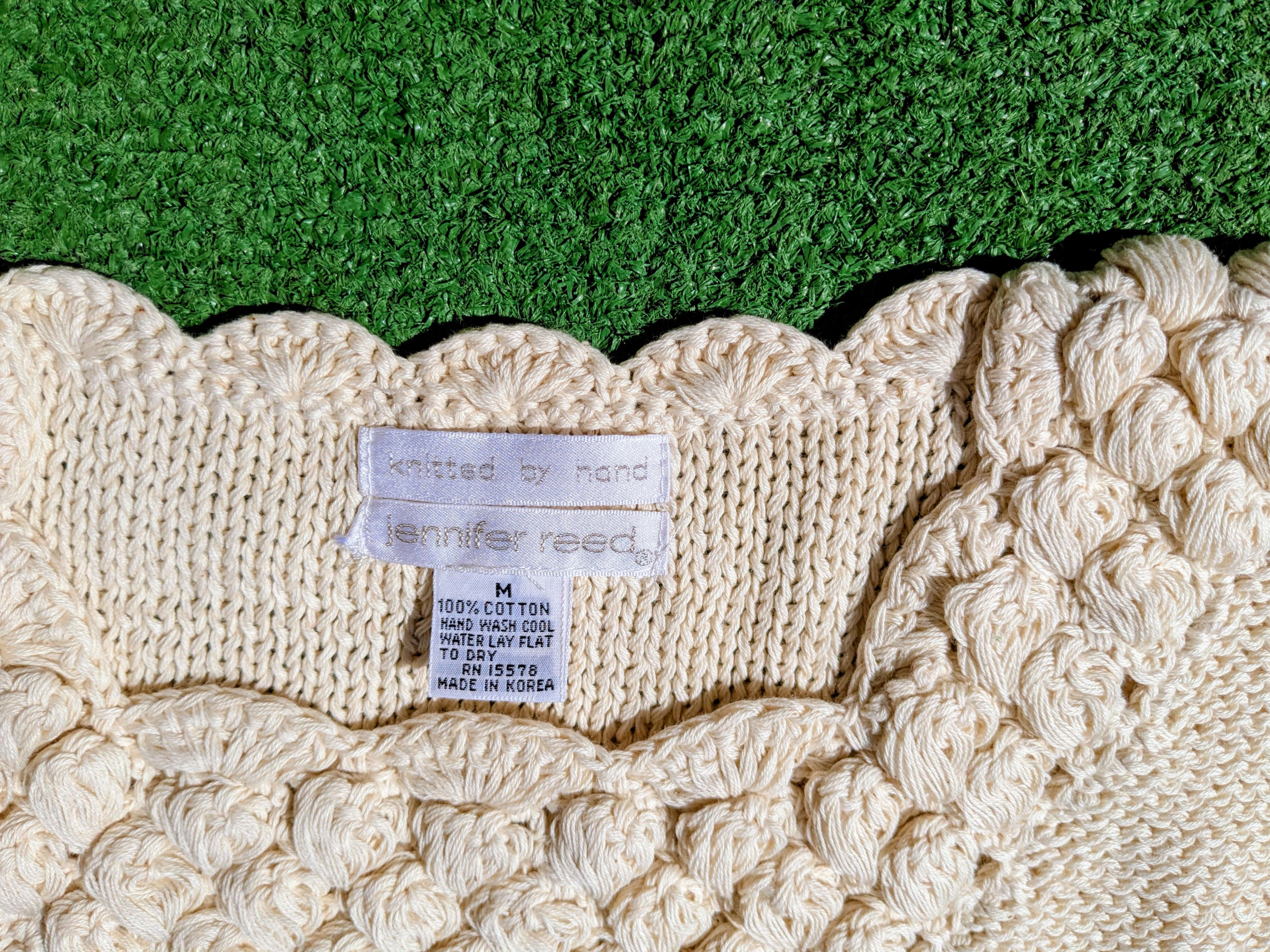 Other VTG Jennifer Reed 1980s Petite Hand Knit Cotton Sweater Top Size M / US 6-8 / IT 42-44 - 7 Thumbnail