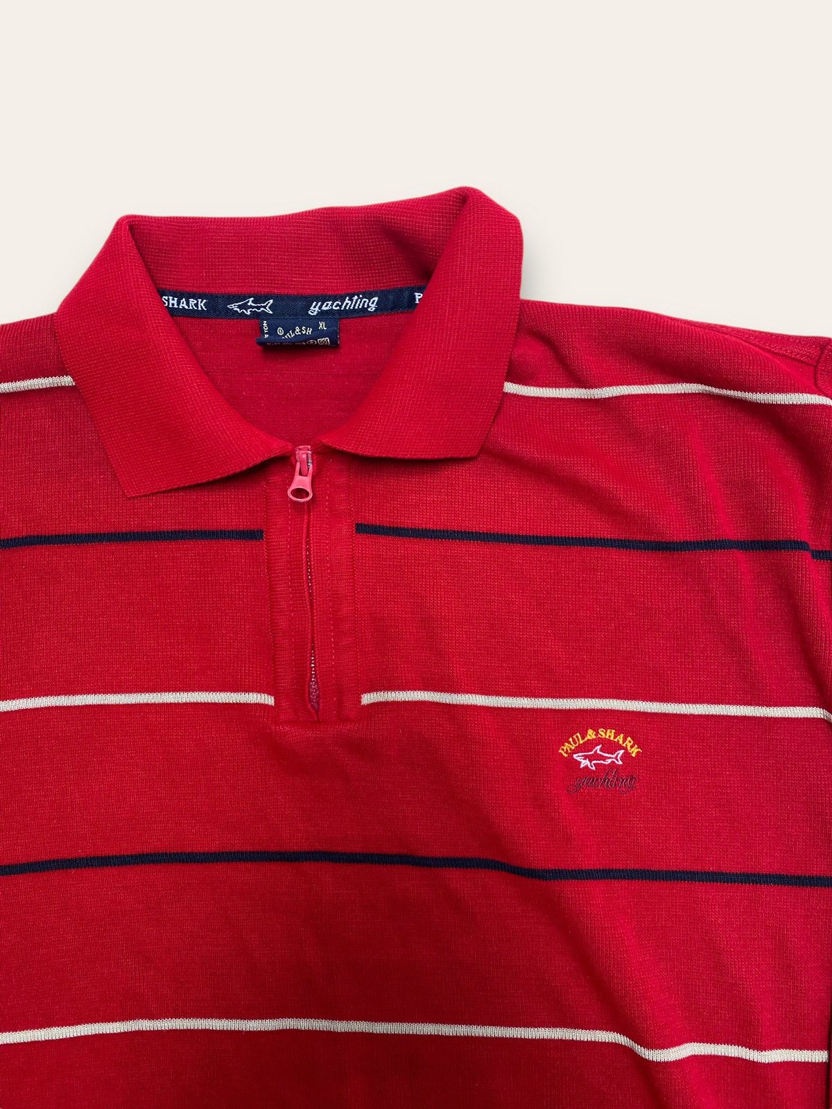 Paul & Shark 90s Vintage PAUL SHARK Red Striped 1/3 Zip Sweatshirt Size US XL / EU 56 / 4 - 2 Thumbnail