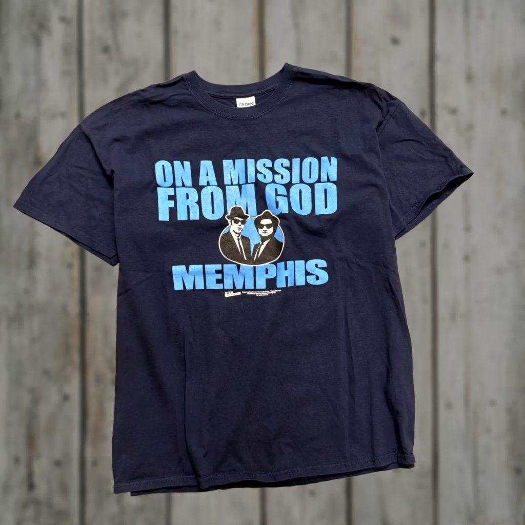 Vintage Blues Brothers On A Mission From God graphic tee Navy Blue XL Mens Y2K Size US XL / EU 56 / 4 - 1 Thumbnail