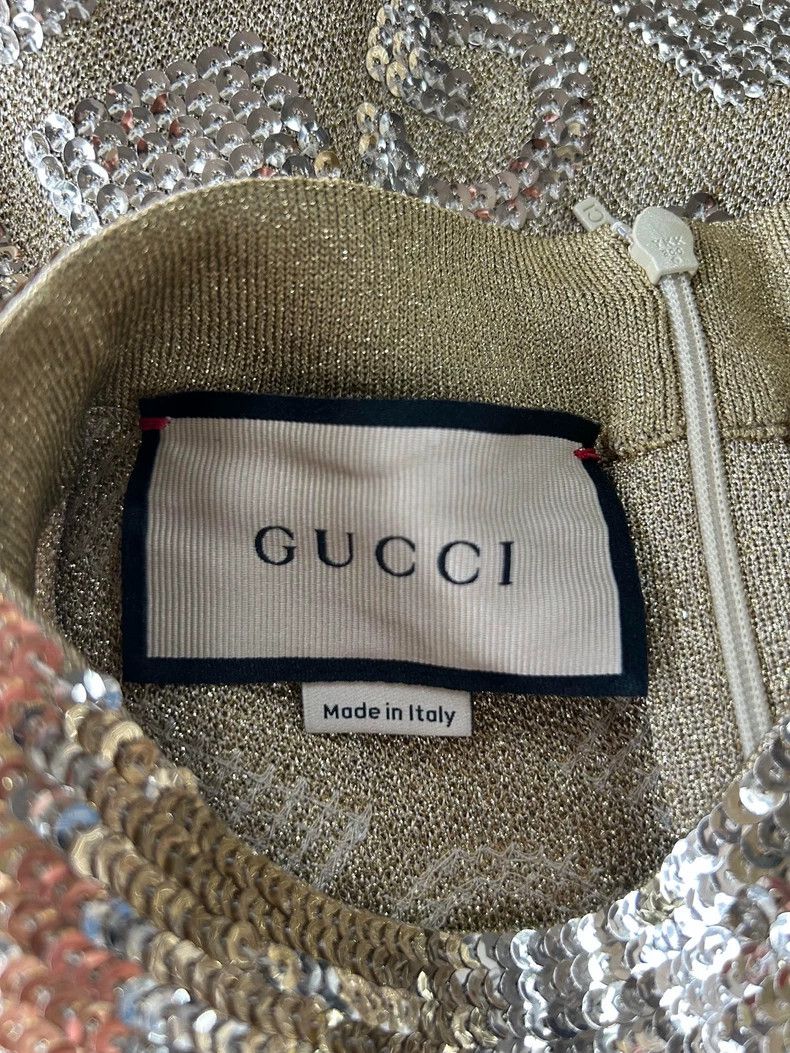 Gucci Gucci Glittering gold sequin letter long-sleeved knitted T Size US L / EU 52-54 / 3 - 7 Thumbnail
