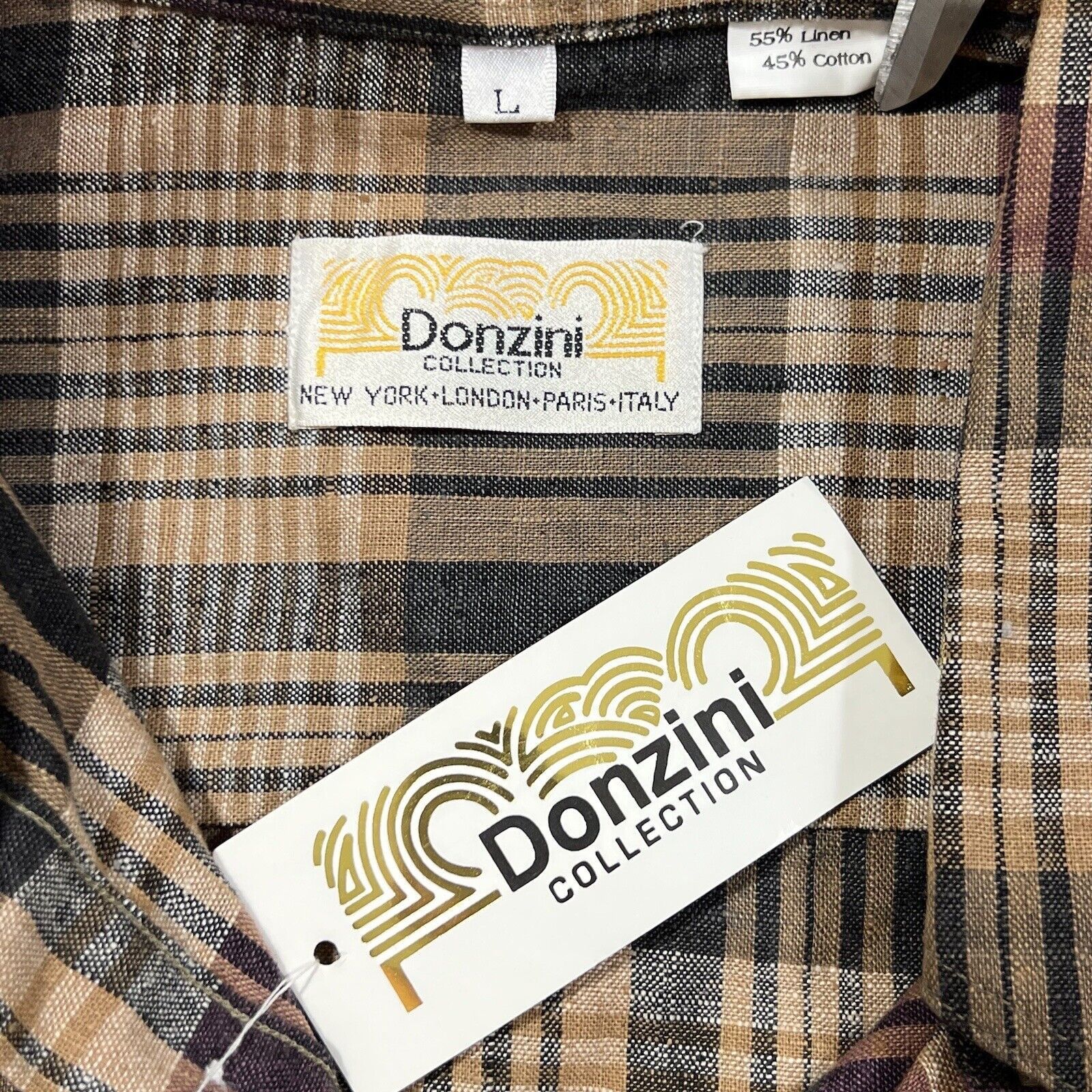 Other Donzini Collection Linen Blend Plaid Striped Button Shirt Size US L / EU 52-54 / 3 - 3 Thumbnail