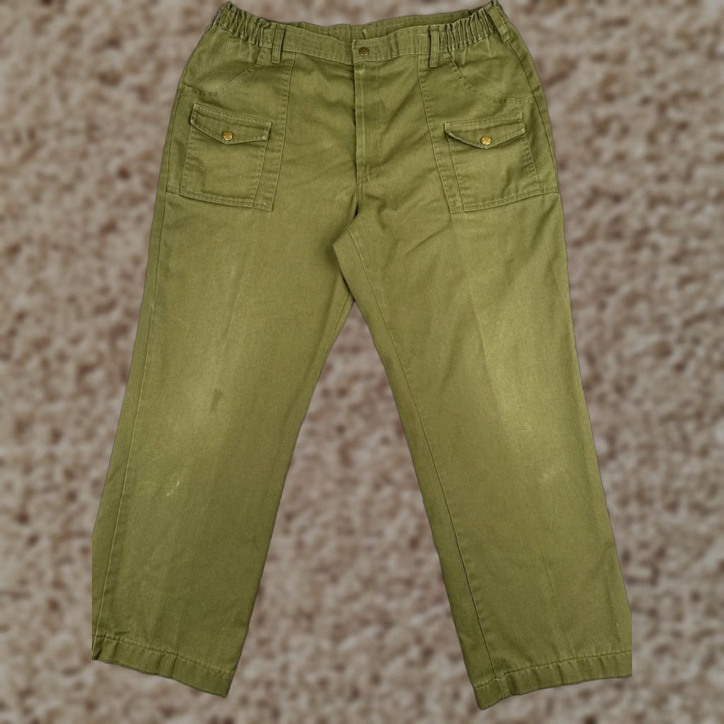 Vintage VINTAGE Boy Scouts Pants Men 40 Green Cargo Official Uniform Twill Cotton 40x29 Mens Cargo Twill Green 40x29 Pants Scouting Size US 40 / EU 56 - 1 Thumbnail