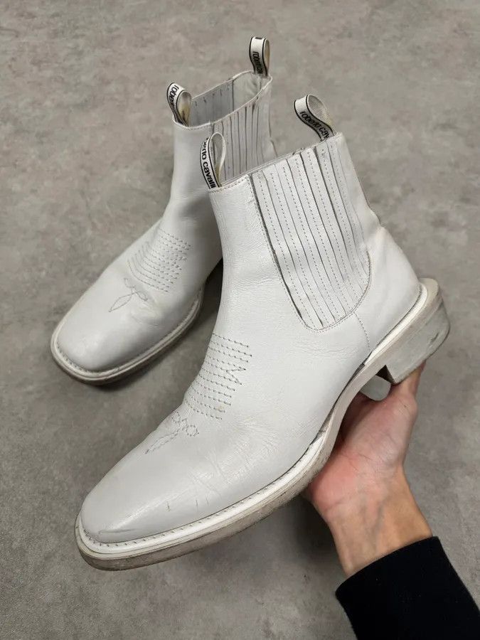 Roberto Cavalli 2010s Roberto Cavalli White Avant-Garde Leather Boots Size US 10 / EU 43 - 2 Thumbnail