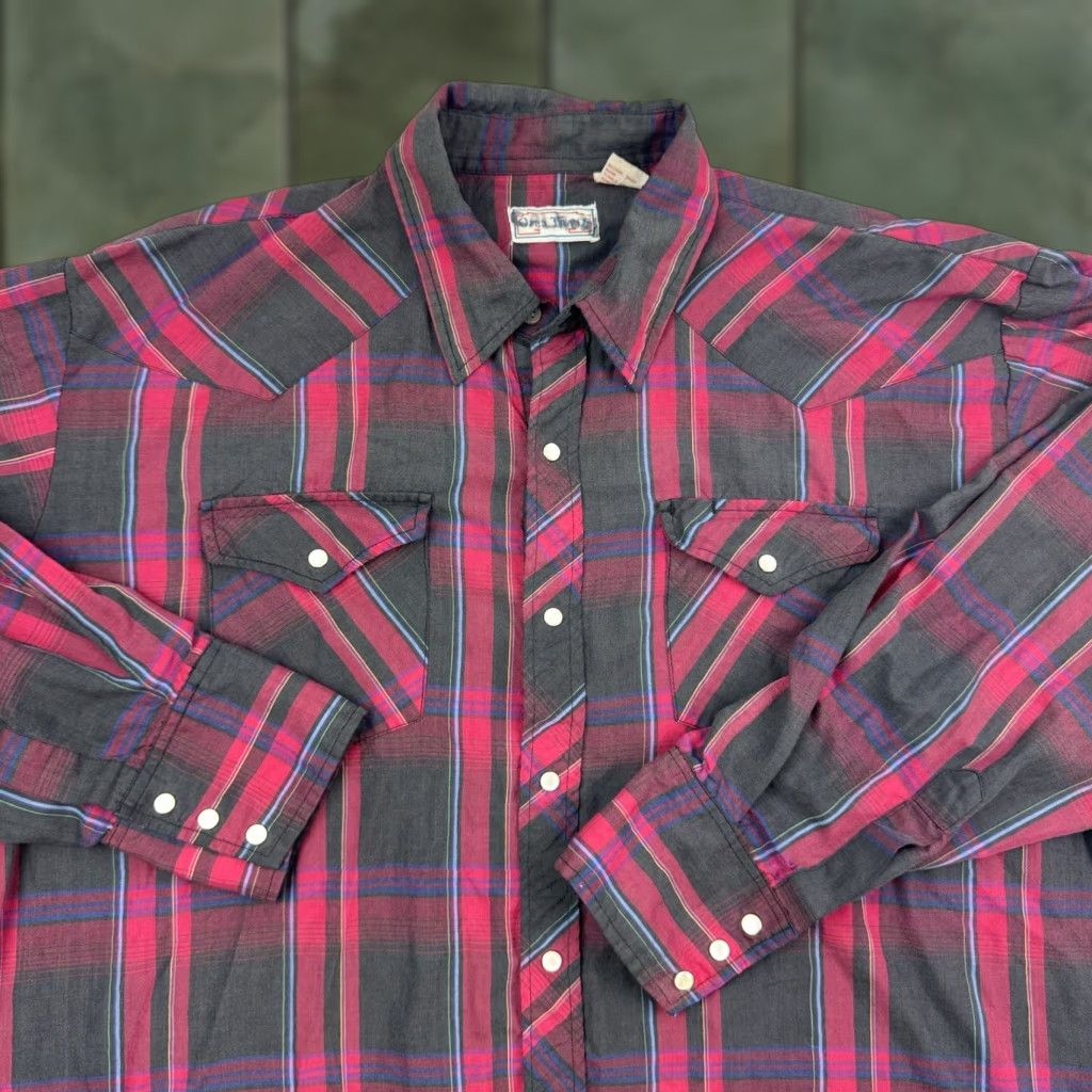 Rails VINTAGE Open Trails Shirt Western XL Red Plaid 90s Cowboy Mens XL Red Plaid Open Trails Shirt Limited Run Mens Size US XL / EU 56 / 4 - 1 Thumbnail