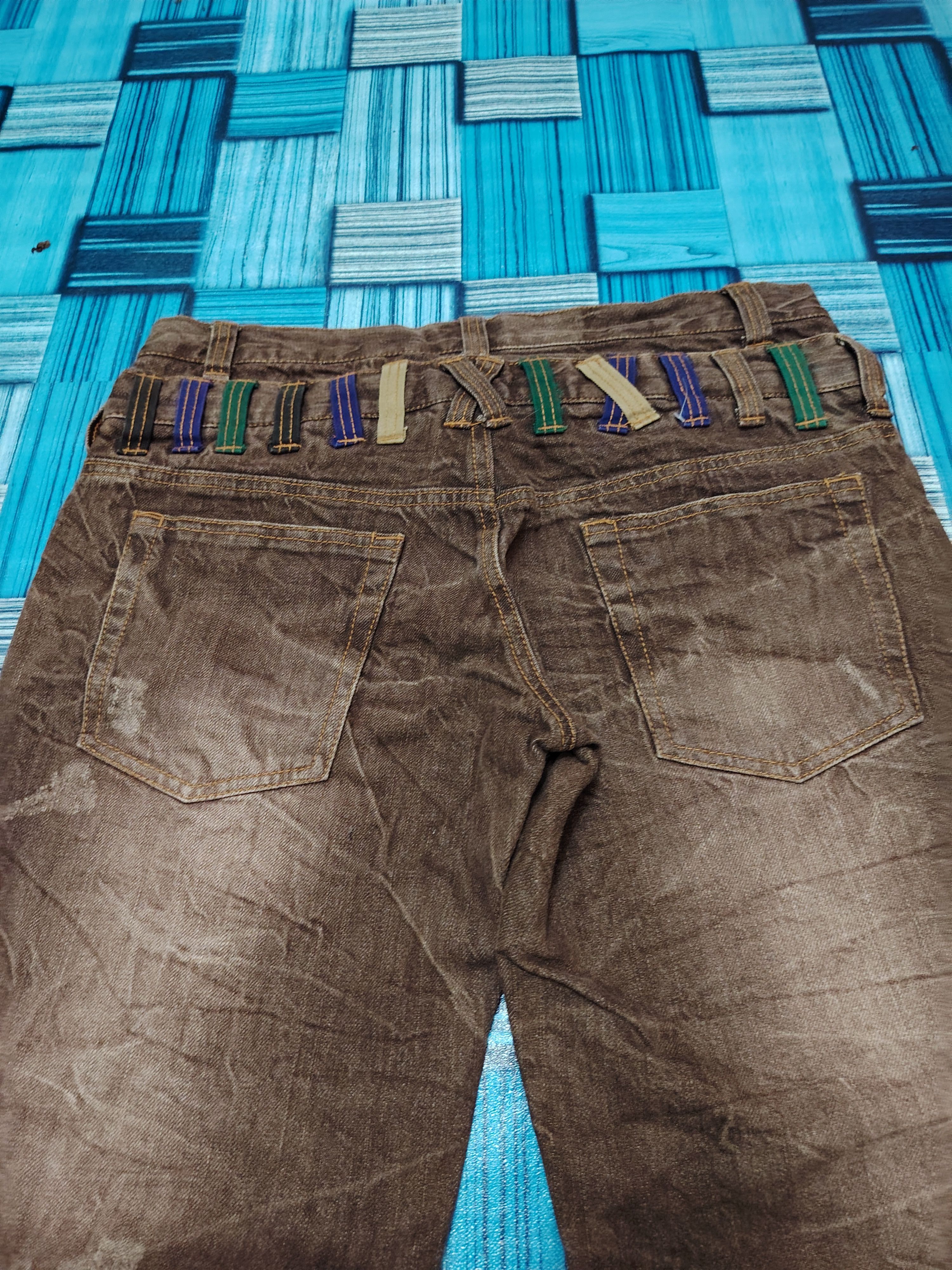 Who Decides War Rare Japanese Brown Nylaus Double waist Flared Jeans Size US 32 / EU 48 - 14 Thumbnail