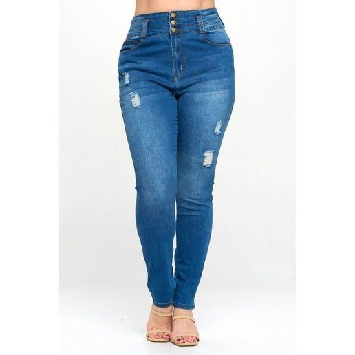 Other Women's High-Waisted Distressed Skinny Jeans Size 18 Blue Tu Size 40" / US 18 - 1 Thumbnail