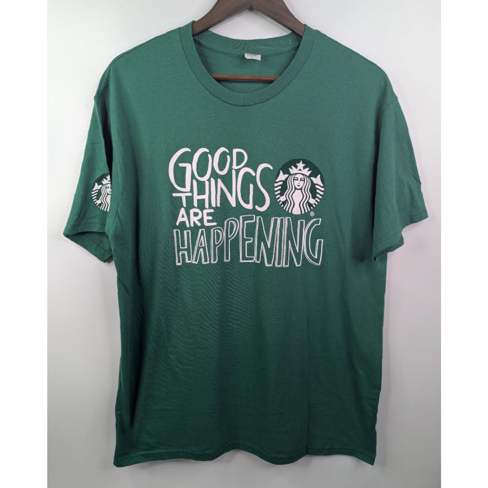 Vintage Starbucks T-Shirt Green Good Things Are Happening TeeSize L TeeStyled Logo Short Sleeve Unisex Adults Size US L / EU 52-54 / 3 - 2 Thumbnail