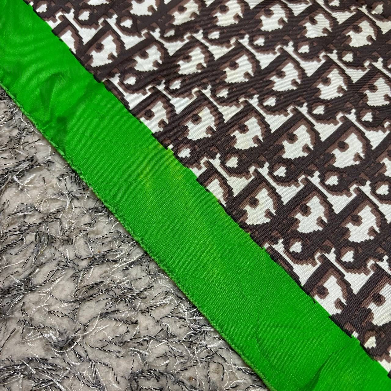 Christian Dior Monsieur Vintage Christian Dior Oblique Monogram Silk Scarf Green Size ONE SIZE - 7 Thumbnail