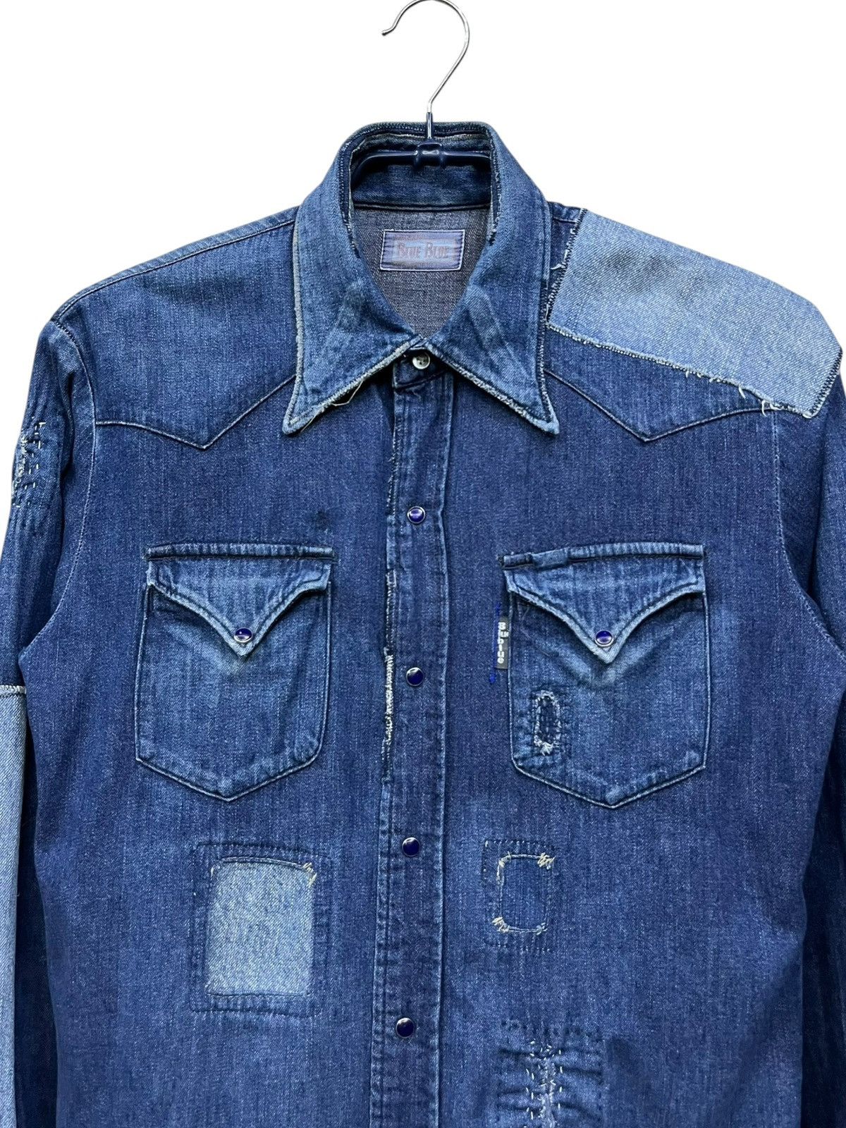 Blue Blue Japan Blue Blue Japan Boro Patchwork Denim Pearl Snap Shirt Size US S / EU 44-46 / 1 - 3 Thumbnail
