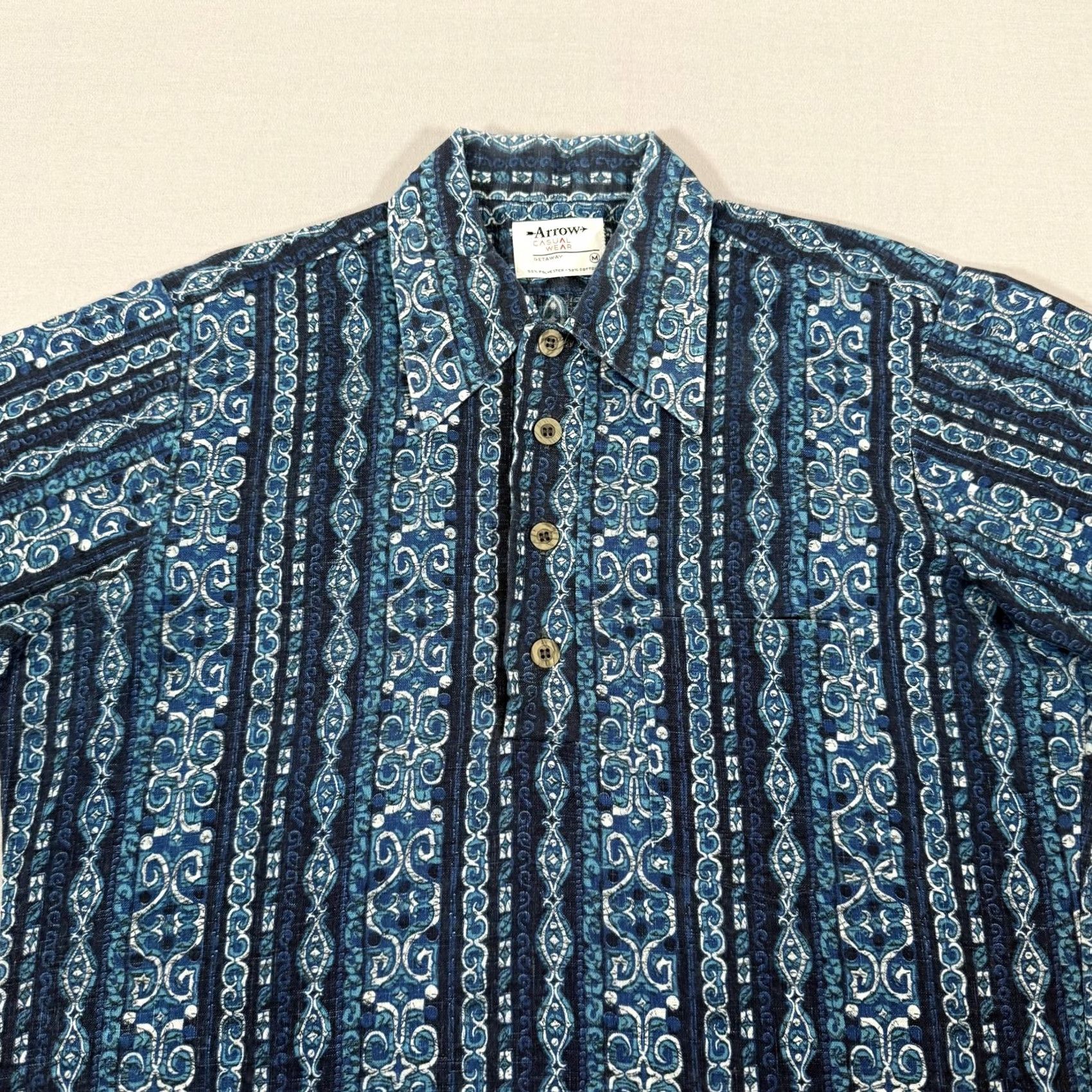 Arrow Vintage Arrow Striped Button-Up Shirt Mens Medium Blue Popover Size US M / EU 48-50 / 2 - 2 Thumbnail