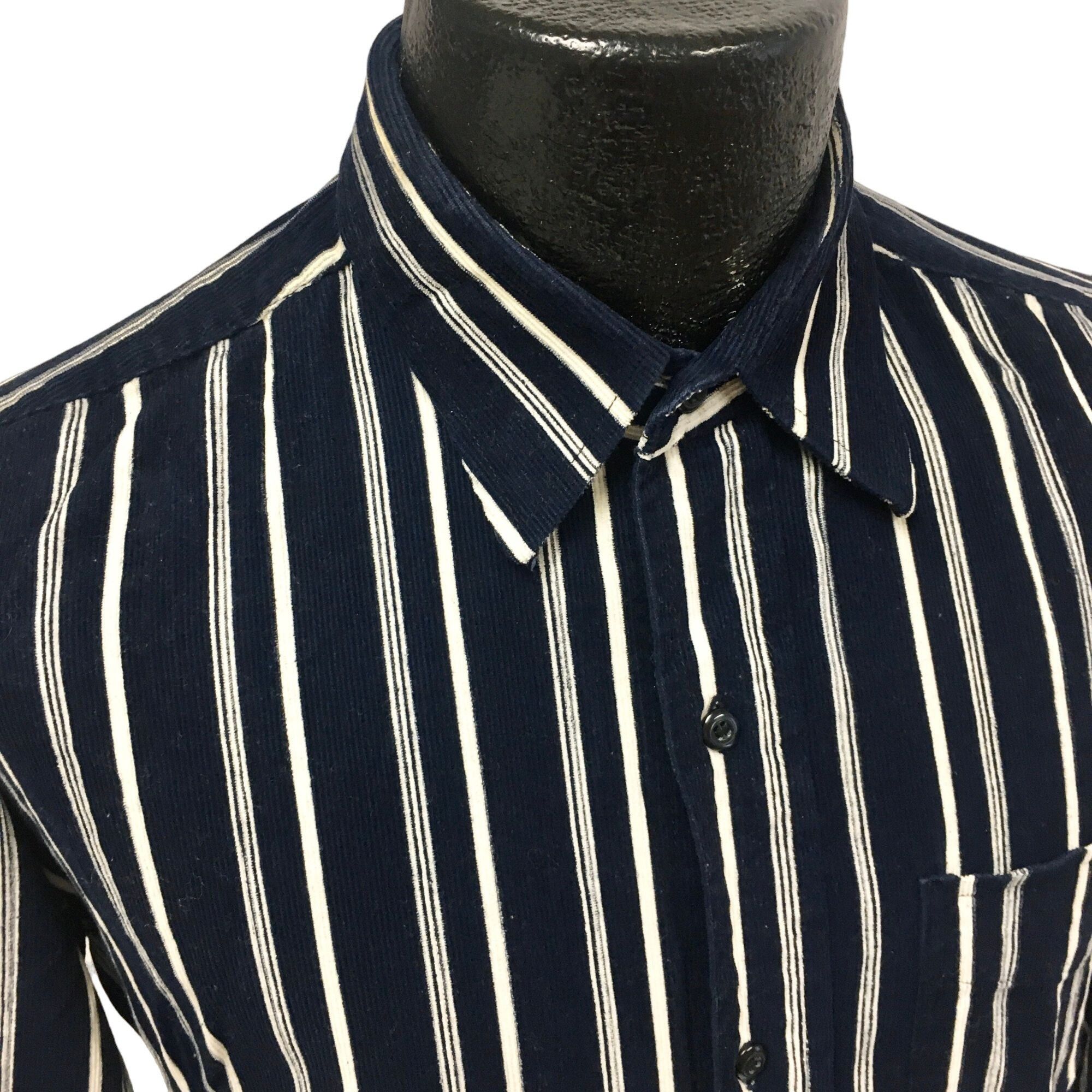 Other Vtg Corduroy Blue White Panel Stripe ROCKABILLY Shirt Size US L / EU 52-54 / 3 - 2 Thumbnail