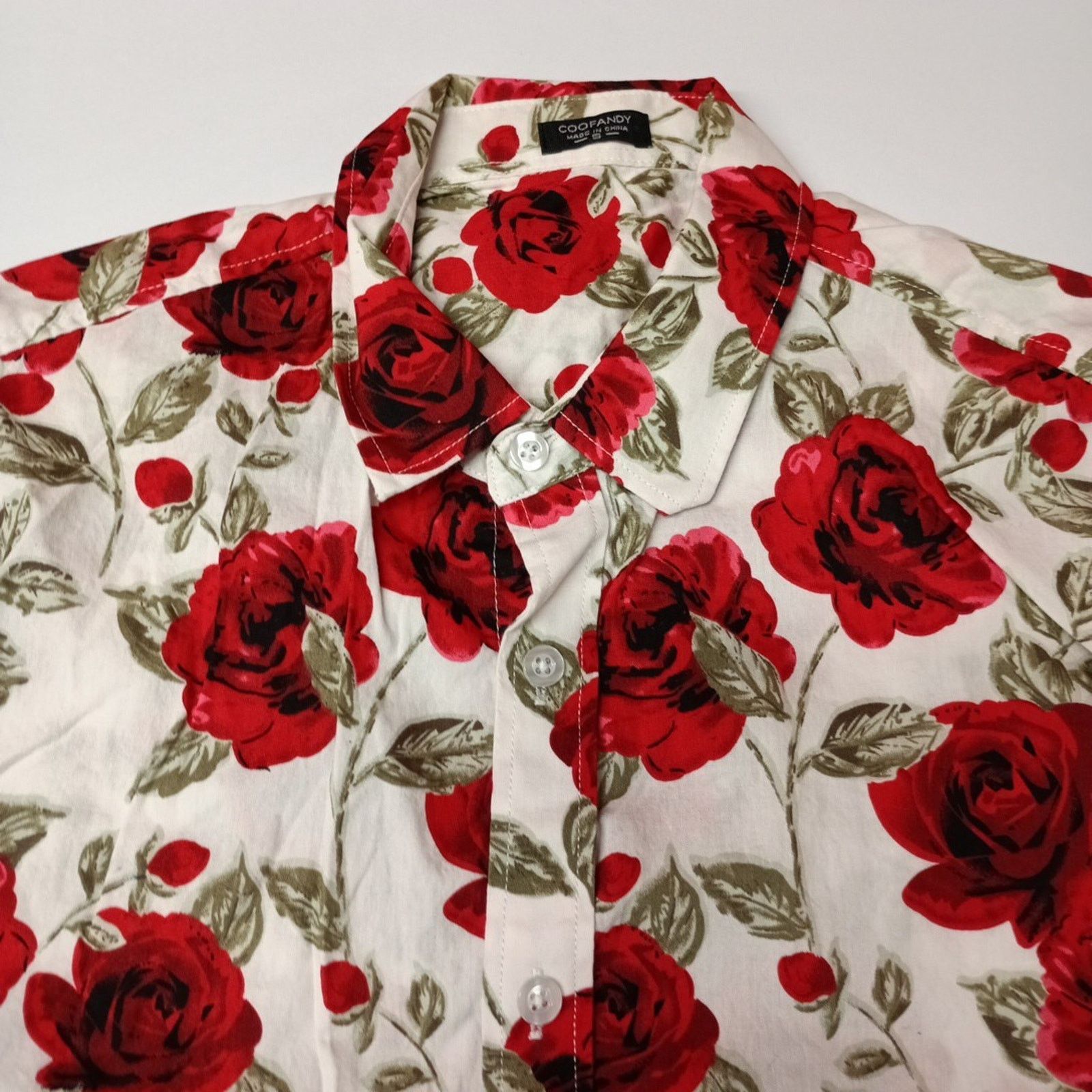 Other Coofandy Shirt Men S Red Roses Floral Button Up Cotton Blend Size US S / EU 44-46 / 1 - 2 Thumbnail