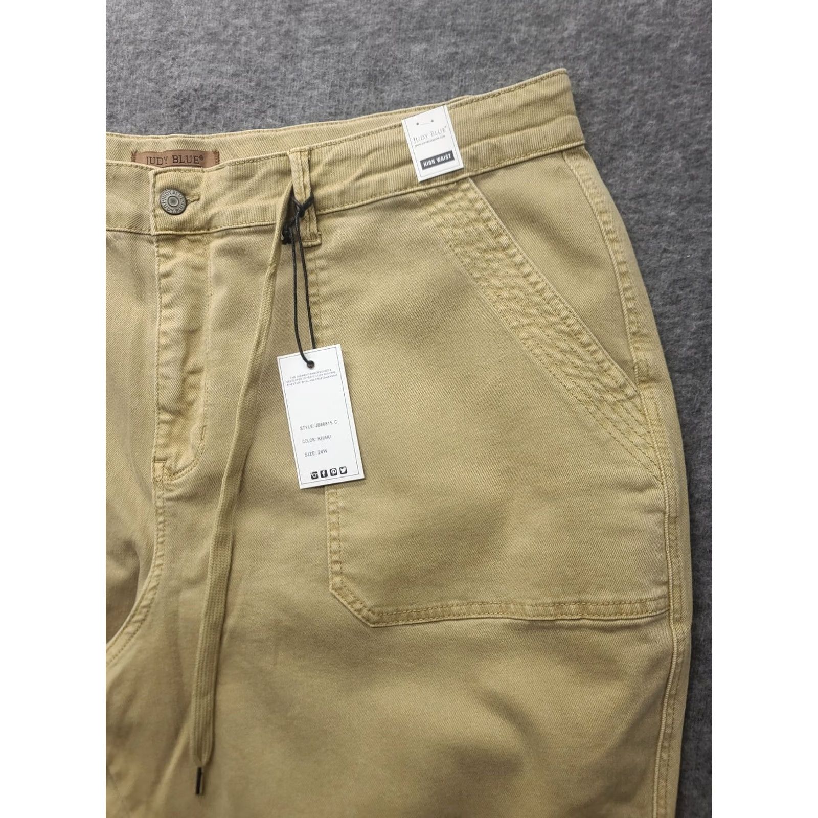 Vintage Judy Blue Jeans Womens 24W Utility Jogger High Rise Relaxed Stretch Denim Beige 29 In Inseam XS-Plus Ladies Mens Girls Size 42" / US 20 - 7 Thumbnail