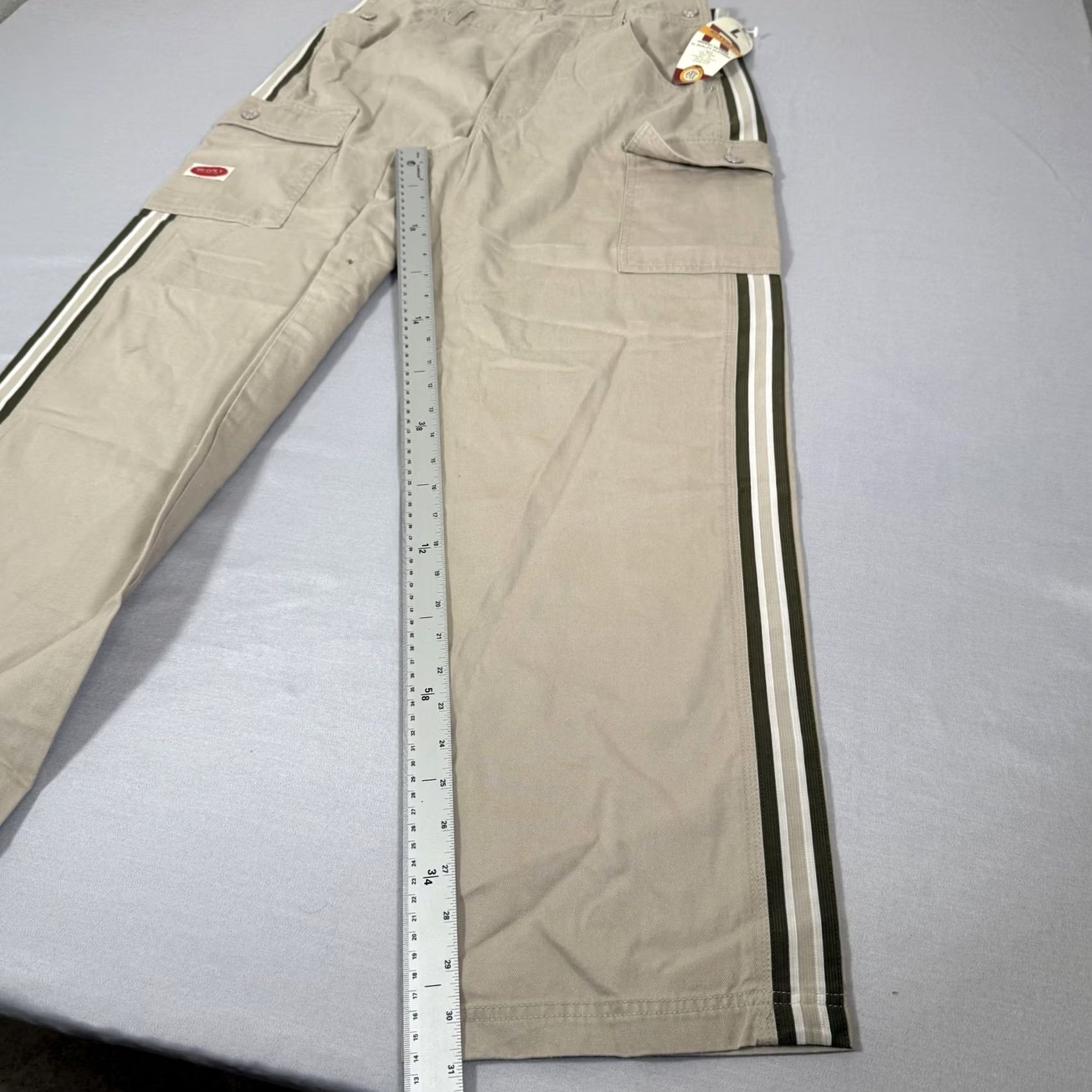 Vintage VINTAGE Revolt Overalls Womens L Khaki Twill Cargo Striped 90s Y2K Pants Jeans Shirt? Size 36" / US 14 / IT 50 - 6 Thumbnail