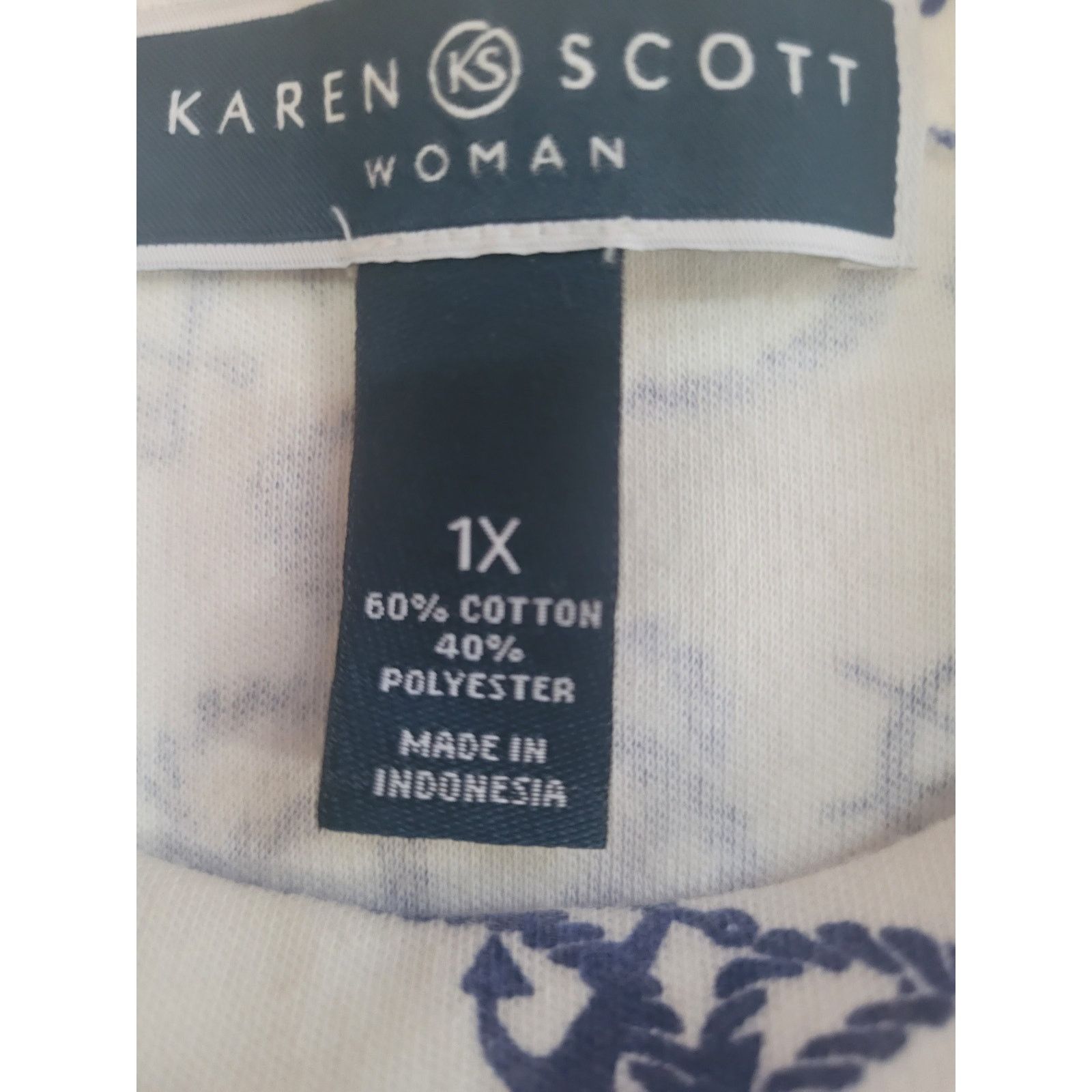 Other Karen Scott White Shirt Blue Anchors/Helm Sz 1X Size XL / US 12-14 / IT 48-50 - 5 Thumbnail