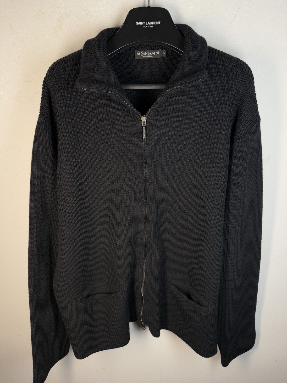 Yves Saint Laurent Black YSL Sweater Zip Knit Heavy Vintage Quarter Zip 90s Size US L / EU 52-54 / 3 - 16 Thumbnail
