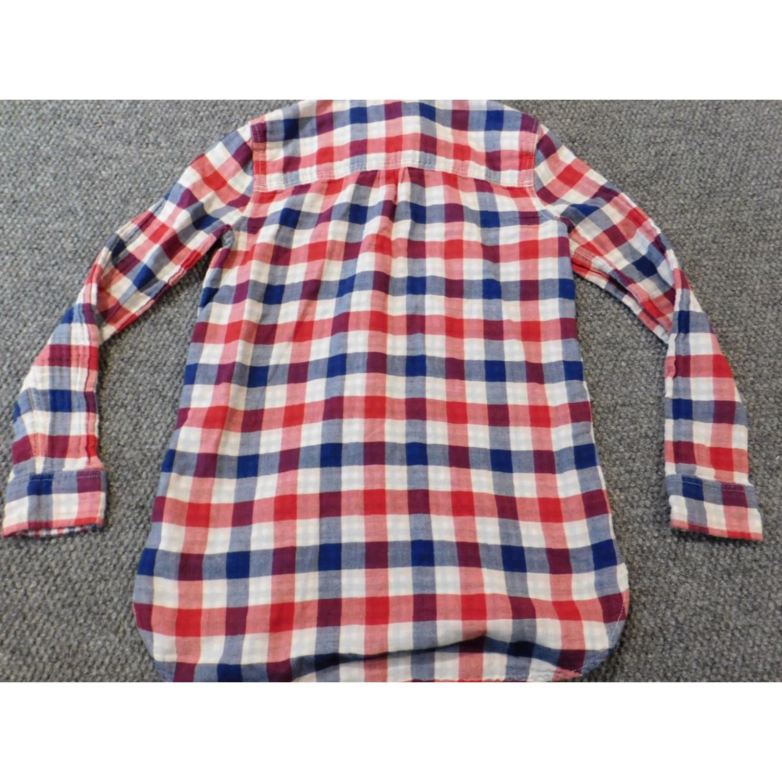 Madewell Madewell Womens Blouse 2XS Red Plaid Button-Up Crew Neck Long Sleeve Casual Ruffle Cotton Rayon Classic Modern Regular Womens Size XXS / US 00 / IT 34 - 7 Thumbnail